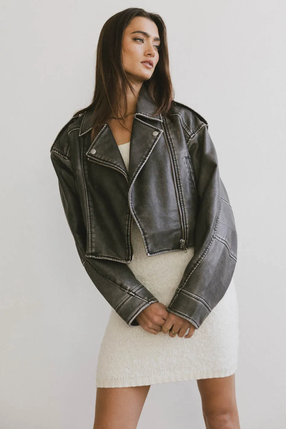 Vegan Moto Jacket for Women - Faux Leather Biker Jacket - Stylish & Cruelty-Free Outerwear - Perfect for Motorcycle Rides, Casual Outfits & Night Out