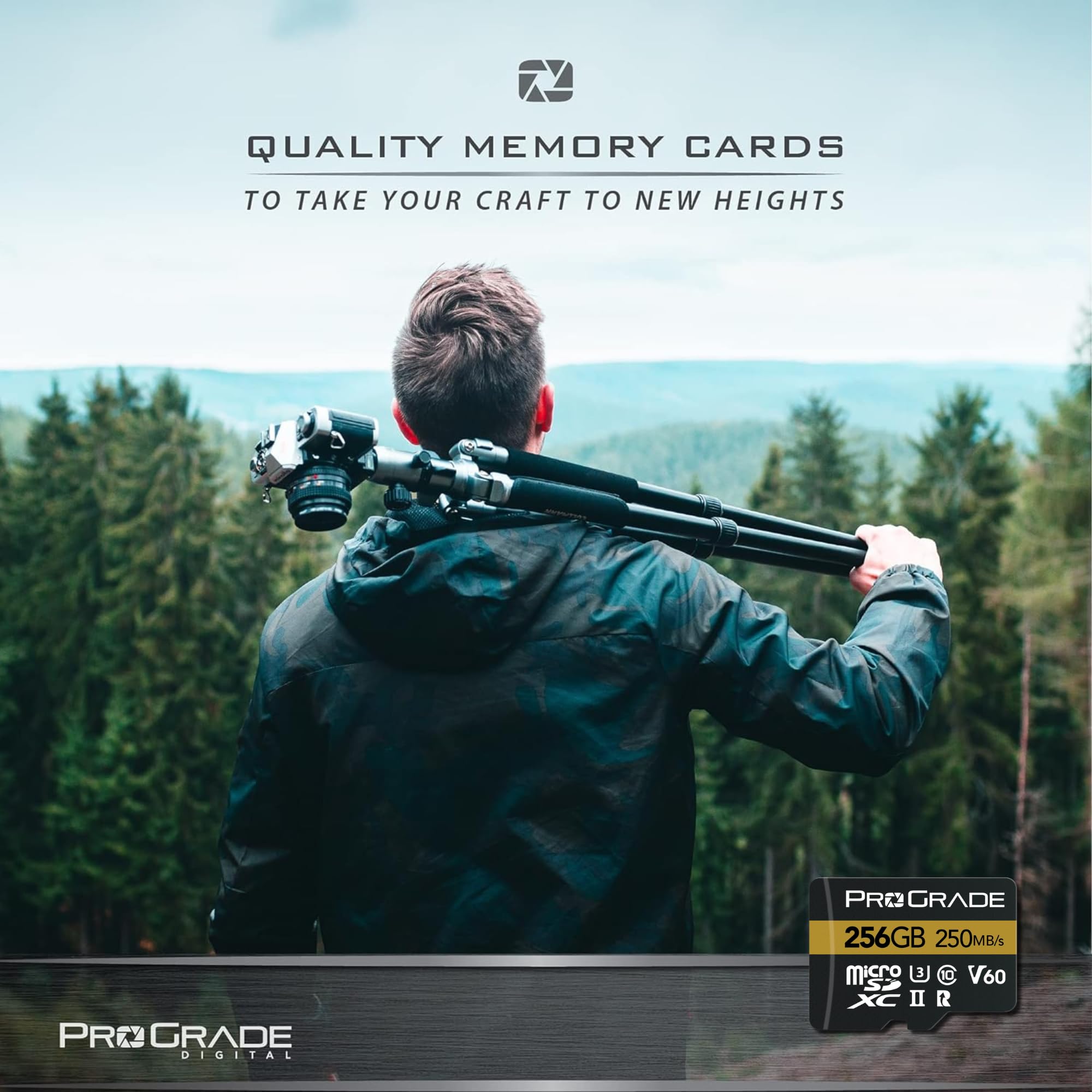 ProGrade Digital V60 256GB microSD Card - High Speed UHS-II, 250MB/s Read & 130MB/s Write | Compatible with DSLR Cameras, Drones, Gaming Consoles | Perfect for 4K Video Recording & Fast Data Transfer