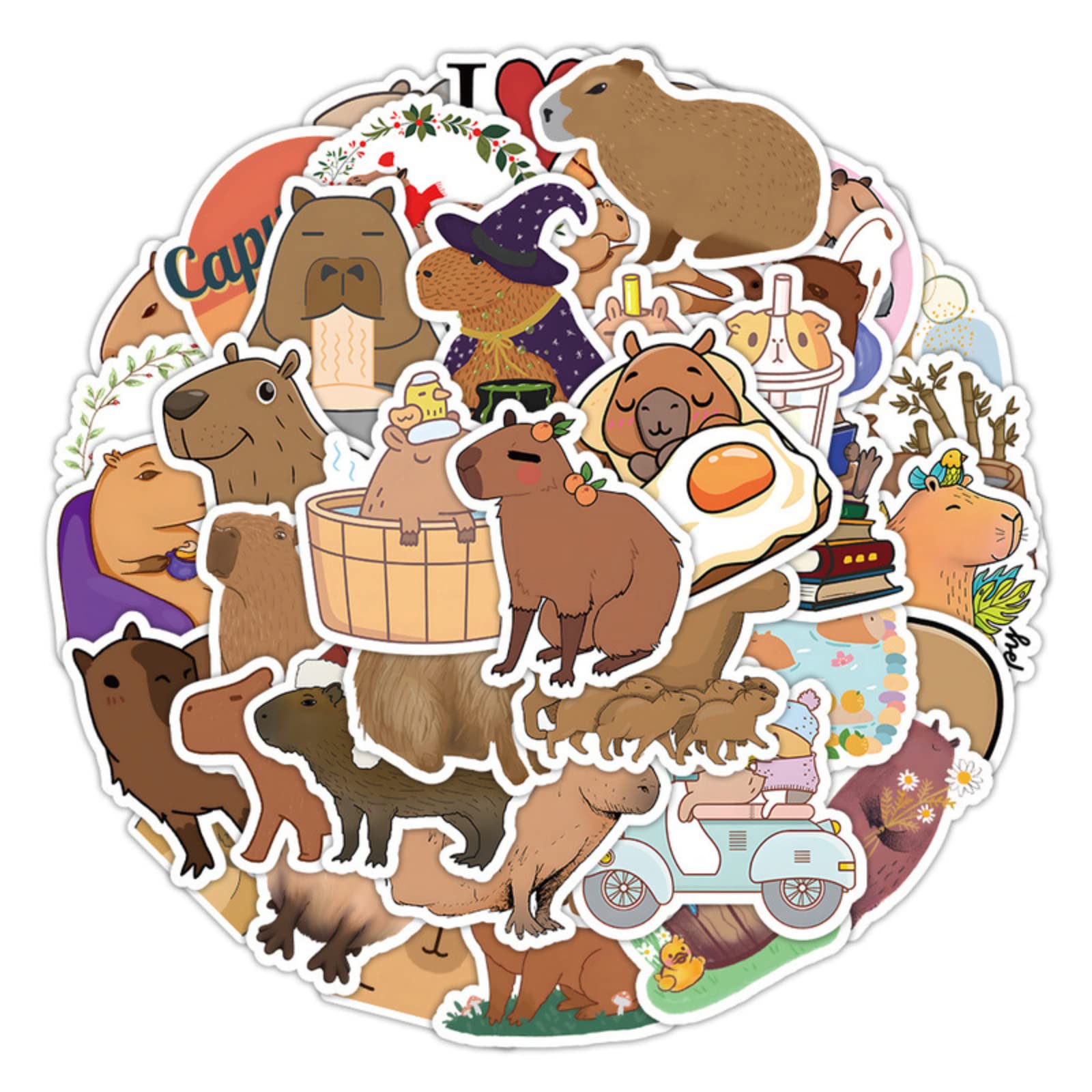 50 Adorable Capybara Stickers - Waterproof Vinyl Decals for Laptops, Water Bottles & DIY Crafts - Perfect for Scrapbooking, Journaling & Gift Decorations