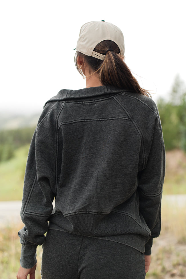 Learn As You Go Black Acid Washed Full Zip Hoodie - Stylish Casual Sweatshirt for Men & Women | Perfect for Streetwear, Gym, and Everyday Comfort