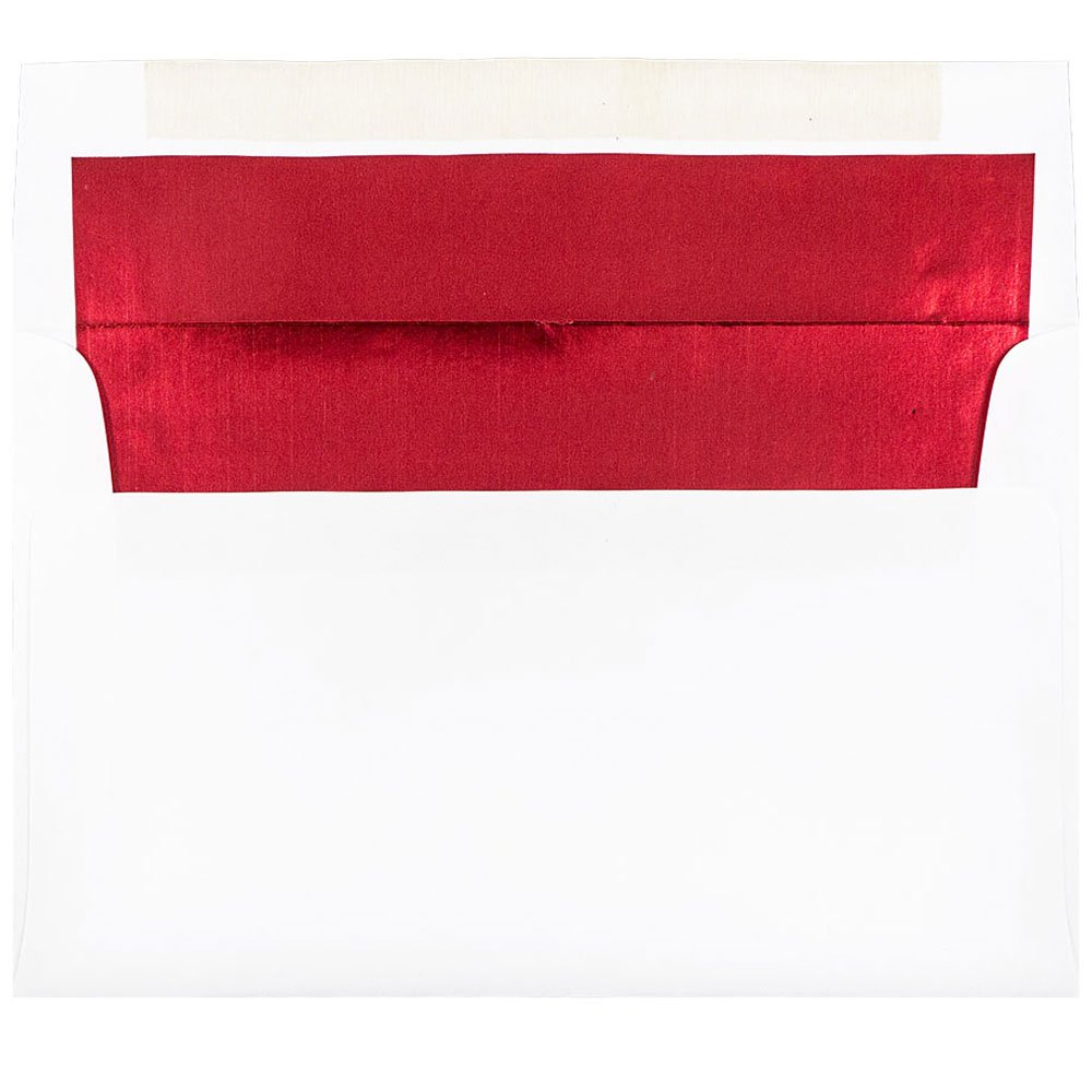 Foil Lined Invitation Envelopes 5.75x8.75 - White with Red Foil - 100 Pack for Wedding & Party Invites