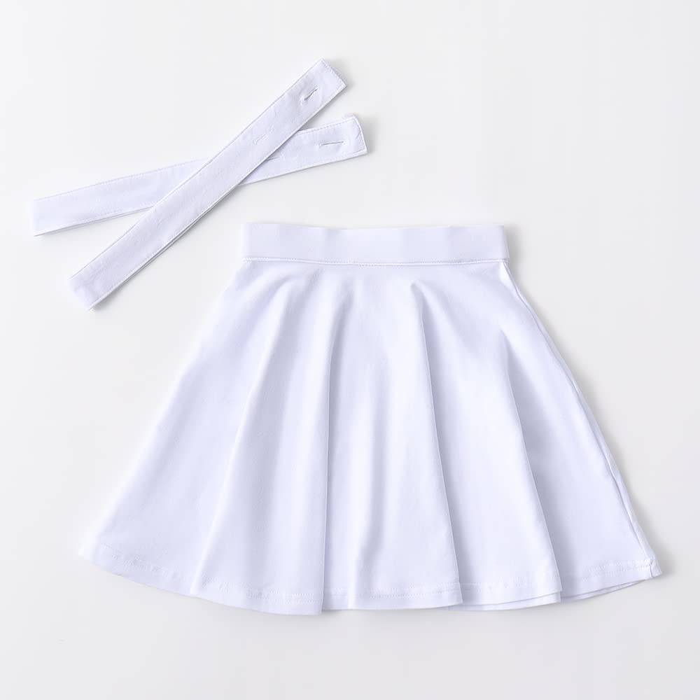 Noomelfish Girls' Stretchy Cotton Suspender Skater Skirt Flared Overall Dress for Ages 4-12 - Perfect for School, Parties & Casual Wear