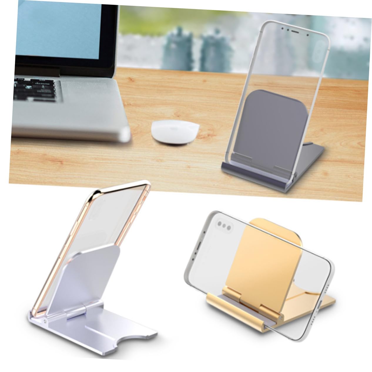 Hemobllo 2-Pack Foldable Car Phone Holder & Tablet Stand - Adjustable Multi-Angle Desktop & Dashboard Mount for iPhone, Samsung, iPad (Perfect for Driving, Working & Watching Videos)