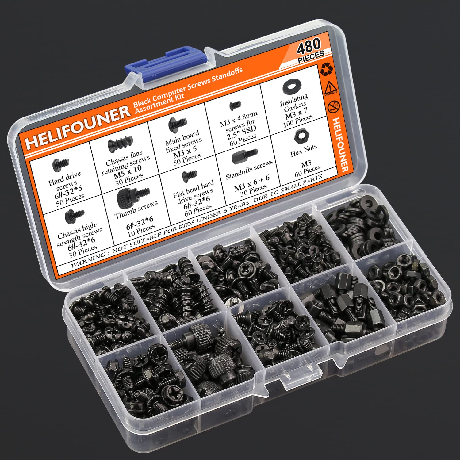 480-Piece Computer Standoffs & Screws Assortment Kit - Compatible with 2.5