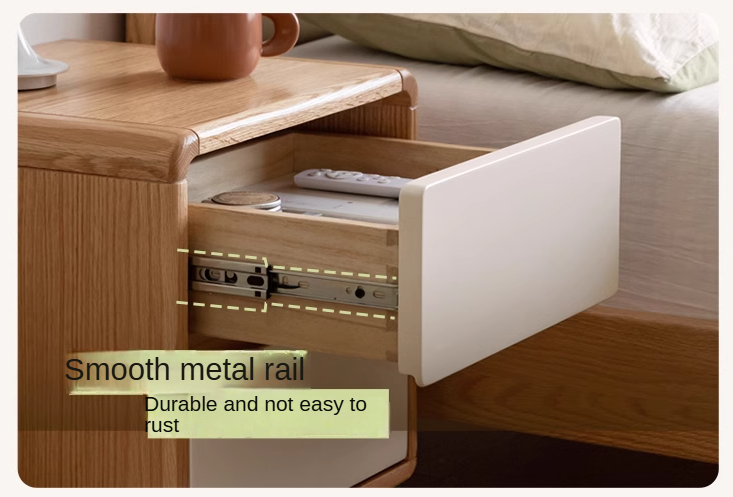 Solid Oak Wood Nightstand - Bedside Table with Drawer for Bedroom Furniture, Perfect for Storage and Decor