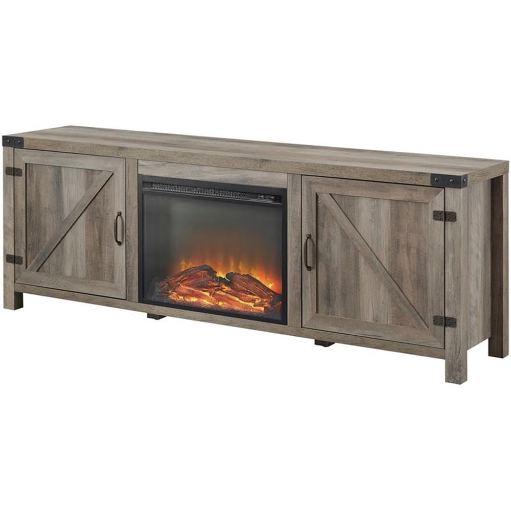 Walker Edison Sayer Modern Farmhouse Barn Door TV Stand for 70-80 Inch TVs, Grey Wash - Perfect for Living Room, Bedroom & Home Theater Entertainment Centers