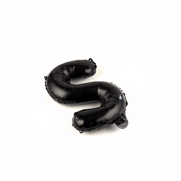 Black Mylar Letter S Balloon - 16 Inch Large Foil Balloon for Birthday Parties, Baby Showers & Decorations (1 Count Box)