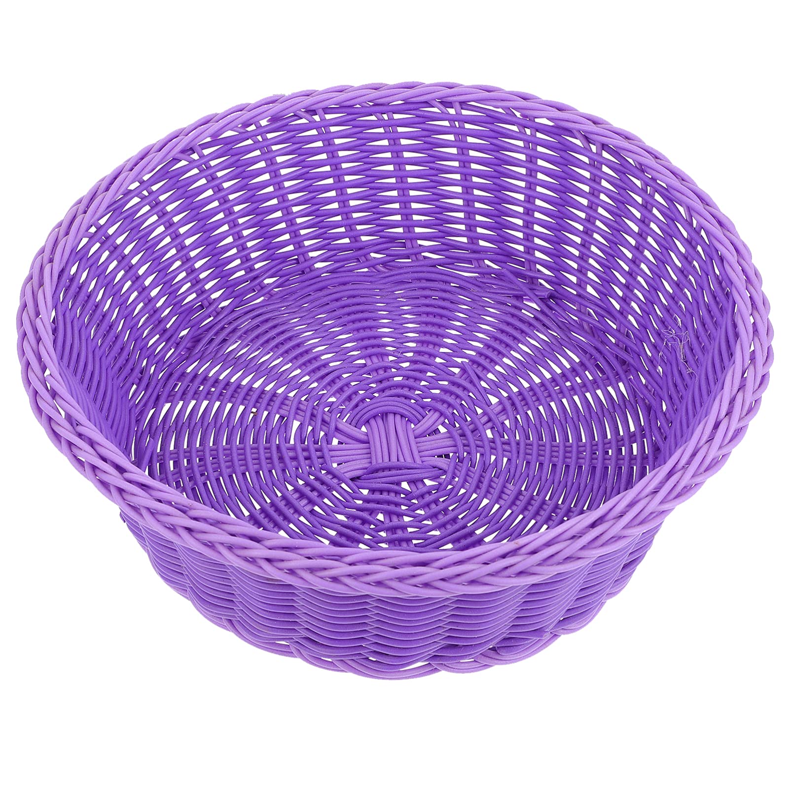 BESPORTBLE Purple Plastic Bread Basket - Round Woven Storage Basket for Kitchen, Toys, Fruits | Rattan Bread Box & Home Decor Organizer | Perfect for Dining, Picnics & Pantry Organization