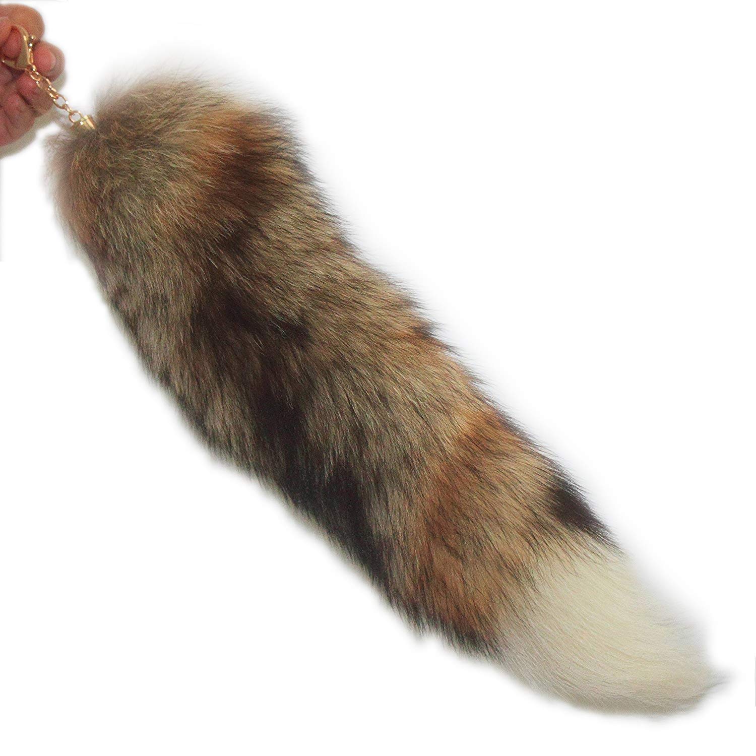 Fosrion 15-16 Inch Real Fox Fur Tail Keychain - Natural Swift Fox Vulpes Velox Fur Handbag Accessory, Cosplay Tassel for Purse & Backpack (Wildlife Inspired Fashion Accessory) | Perfect for Boho Style, Festival Outfits & Costume Parties
