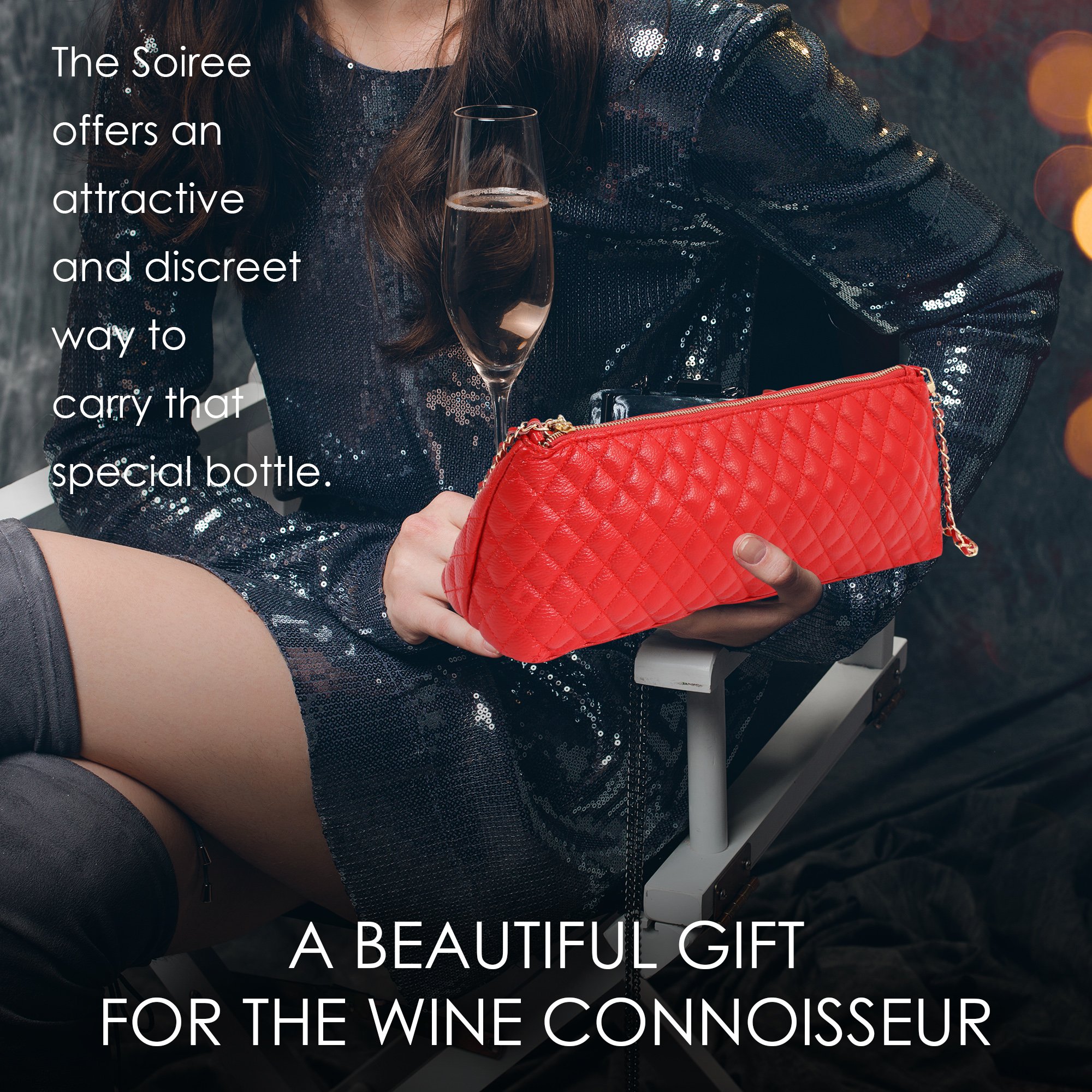 Premium Genuine Leather Insulated Wine Tote Bag - Crossbody Travel Carrier with Shoulder Strap & Built-in Corkscrew | Perfect for Picnics, Parties & Gifting (Red)