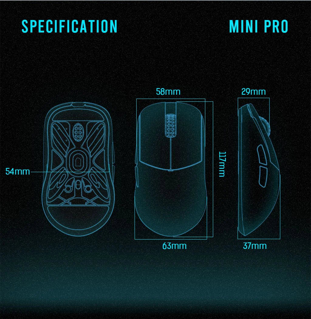 Lamzu Atlantis Mini Pro Wireless Gaming Mouse - 4K Compatible, Lightweight, Ergonomic Design for FPS & MOBA Games - Polar White - Perfect for Esports & Competitive Gaming