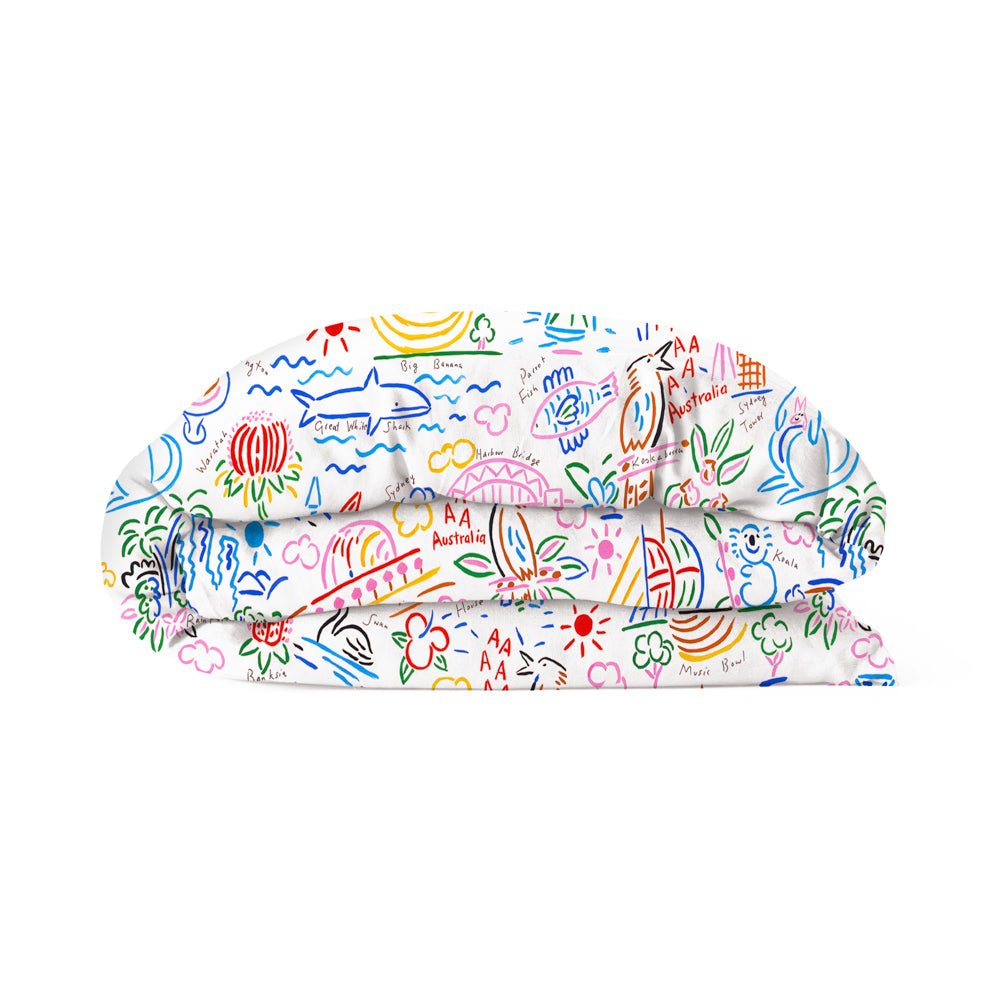 Kip&CO X Ken Done Animals and Icons Organic Cotton Quilt Cover Set - Eco-Friendly Bedding for Kids & Adults - Perfect for Nursery, Bedroom Decor and Cozy Sleep