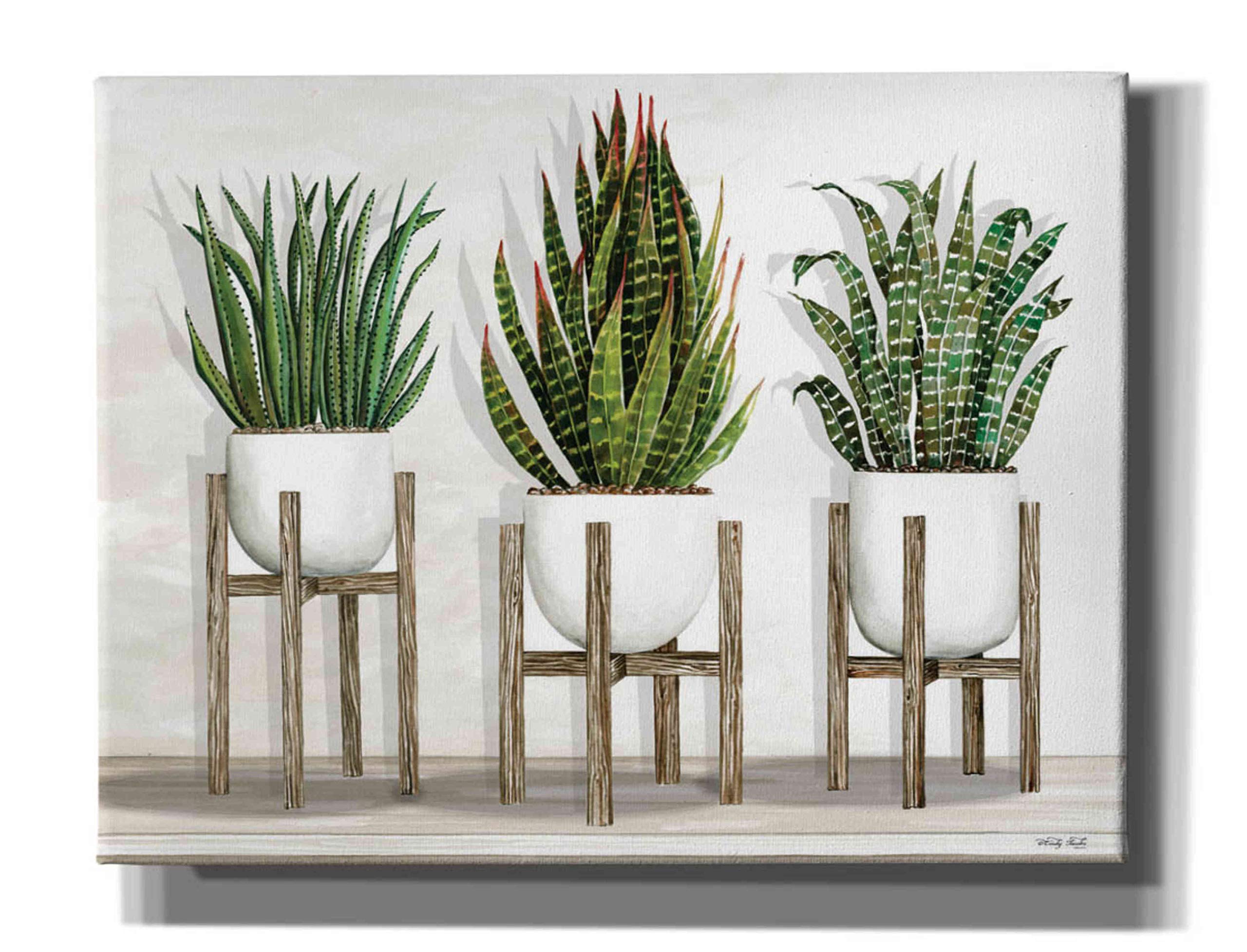 Epic Graffiti 'White Pots on Stands I' by Cindy Jacobs - 34x26 Inch Modern Canvas Wall Art for Living Room, Bedroom & Office Decor - Ready to Hang Abstract Painting