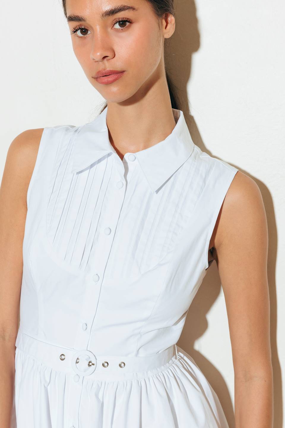 North East White Woven Midi Dress - Elegant Summer Casual Dress for Women, Perfect for Beach Vacations, Brunch Dates & Outdoor Weddings