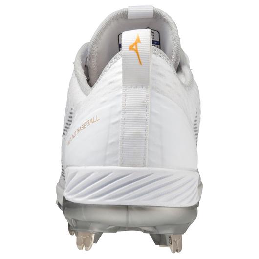 Mizuno Dominant 4 White Low Metal Baseball Cleats for Men - Lightweight & Durable for Baseball Games & Training