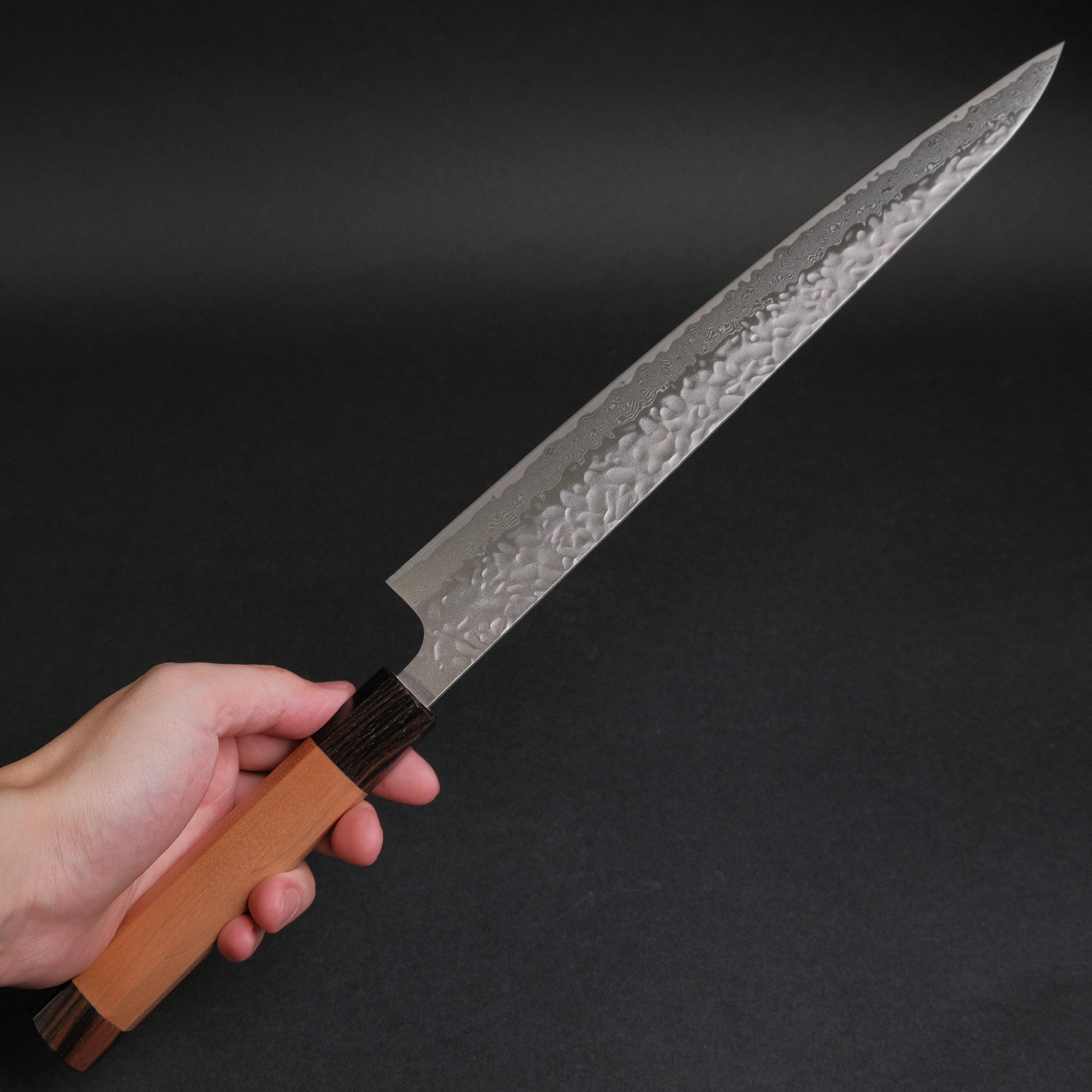Hitohira Futana 270mm Sujihiki Knife - Stainless Tsuchime Damascus Blade with Cherry Wood Handle - Perfect for Slicing Sashimi, Roasts & Delicate Meats