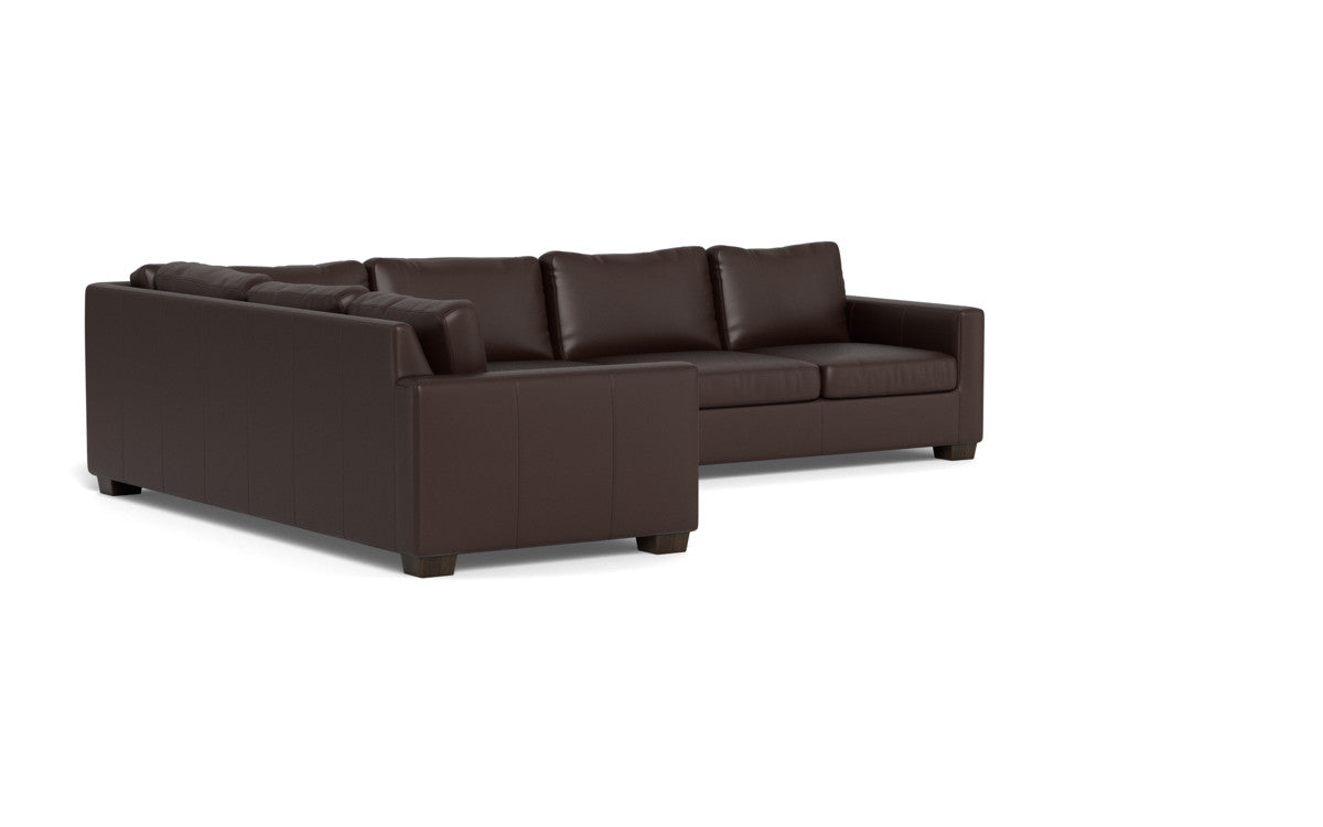 Track 121 Genuine Leather Left Corner Sectional Sofa with RAF Sleeper - Modern Living Room Furniture for Small Spaces & Home Theater Seating