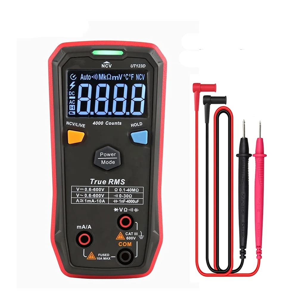 DIAOD UT123D Digital Multimeter - Auto-Ranging AC/DC Voltage Current Resistance Capacitance Tester with Smart Auto-Identification | Perfect for Home Electrical Repairs, Automotive Diagnostics & DIY Electronics Projects