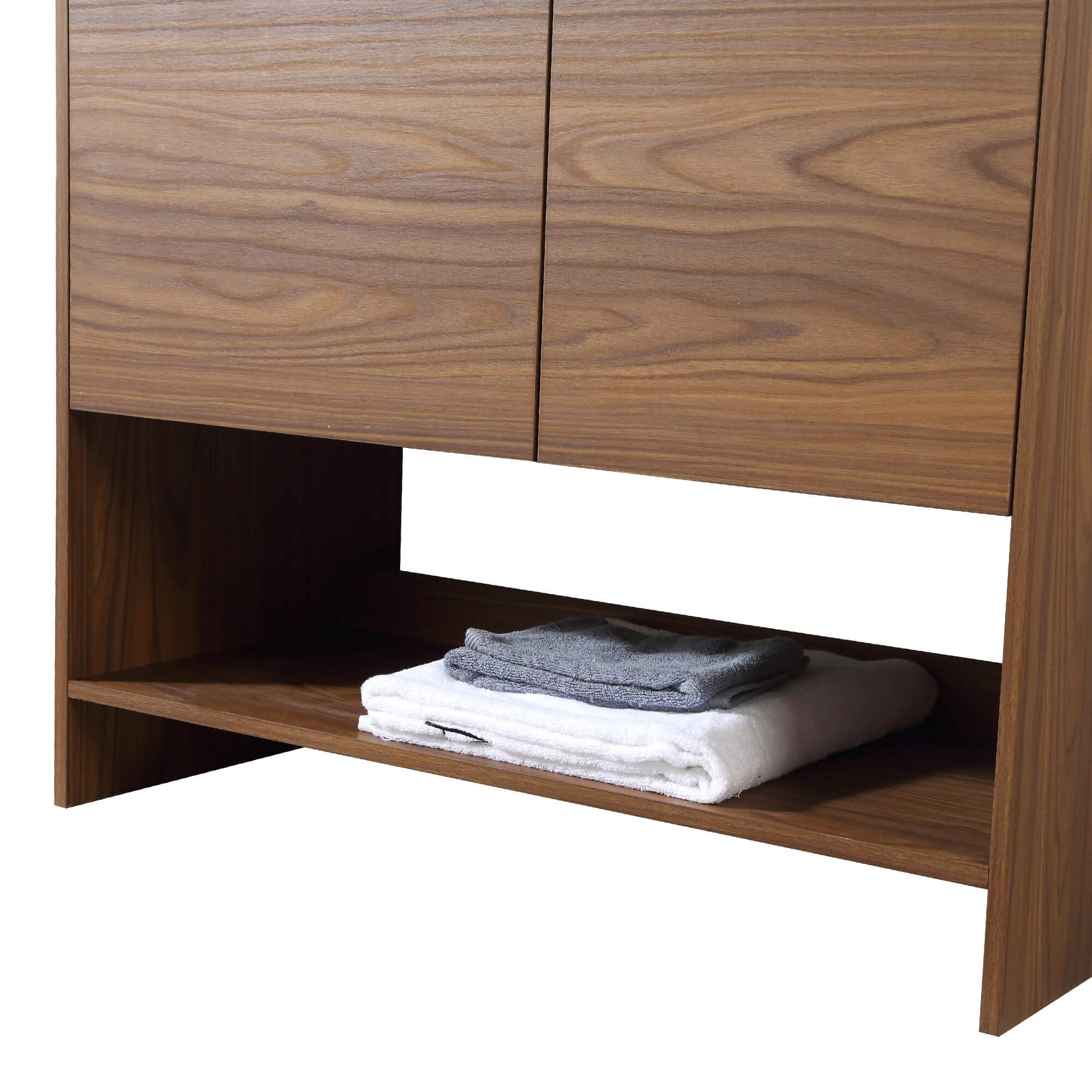 Fine Fixtures Phoenix 36 Inch Modern Bathroom Vanity with Sink - Soft-Close Doors & Storage Drawers - Durable Walnut Vanity for Small Bathrooms (Full Assembly Required) - Perfect for Apartments, Guest Bathrooms & Powder Rooms