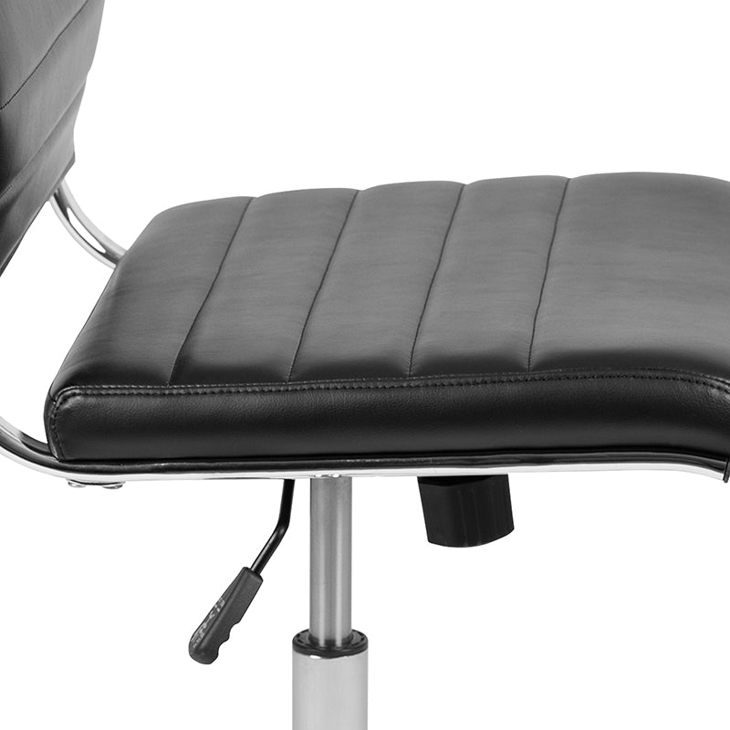 FLASH Hansel Mid Back Executive Office Chair - White LeatherSoft Upholstery, Ergonomic Swivel Design for Home & Office Workspace - Perfect for Desk Work, Conference Rooms & Professional Environments