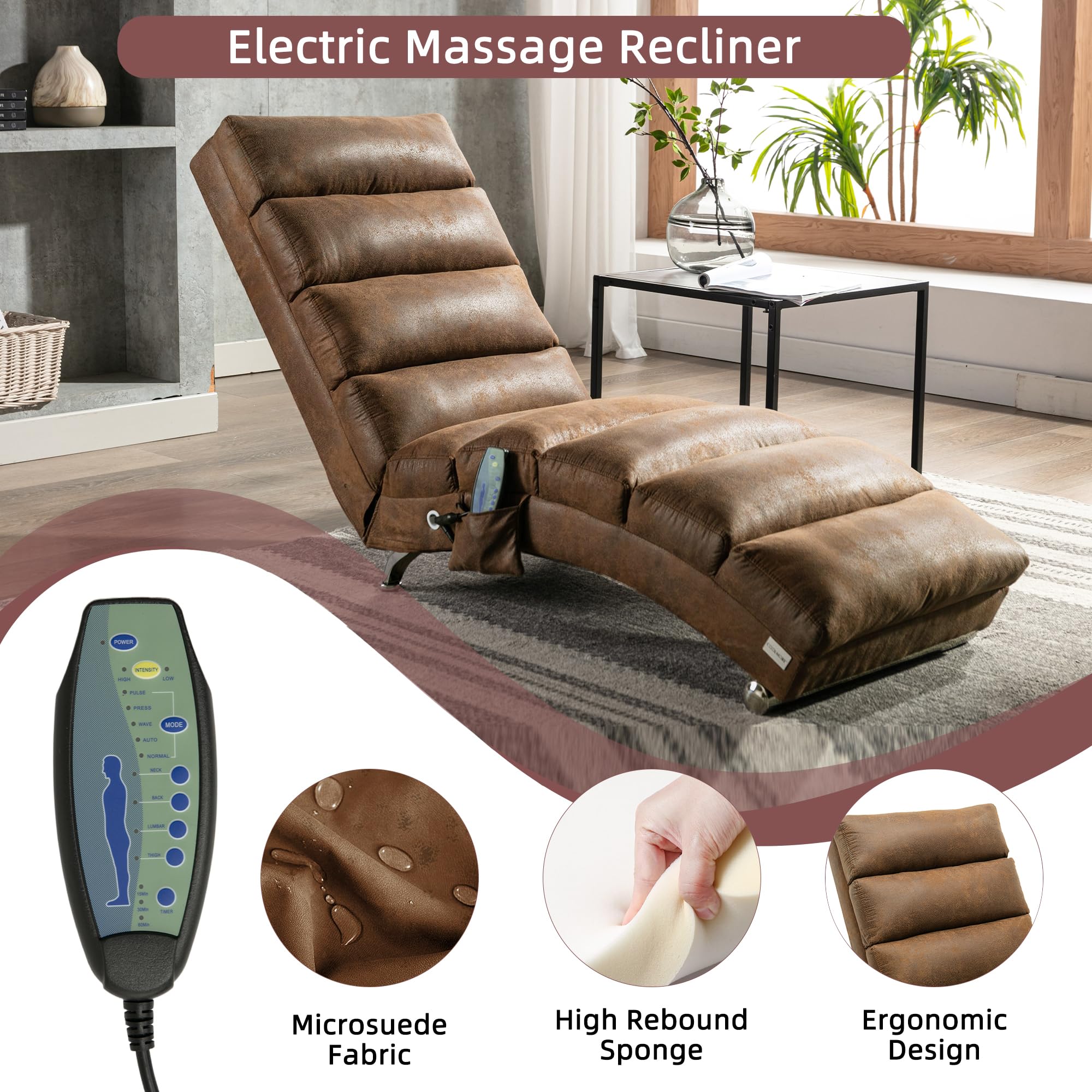 Premium Electric Massage Recliner Chair - Modern Linen Upholstered Sleeper Lounger with Adjustable Positions for Living Room, Bedroom & Office | Relaxing Chaise Lounge for Reading, Napping & TV Watching