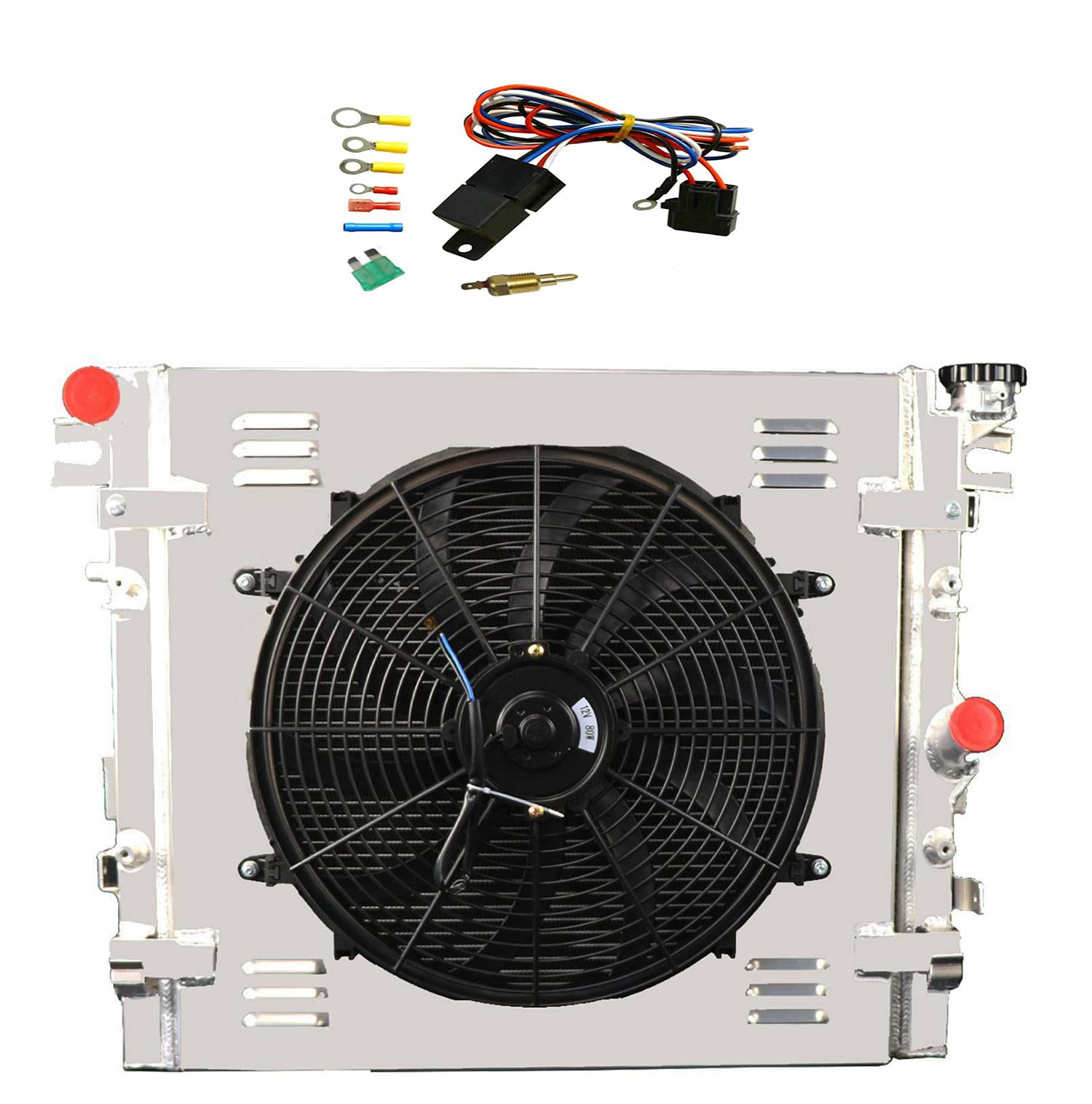 Aluminum Radiator for 2007-2018 Jeep Wrangler JK 3.6L 3.8L V6 Gas Engine - 1 Row High Performance Cooling System with 16