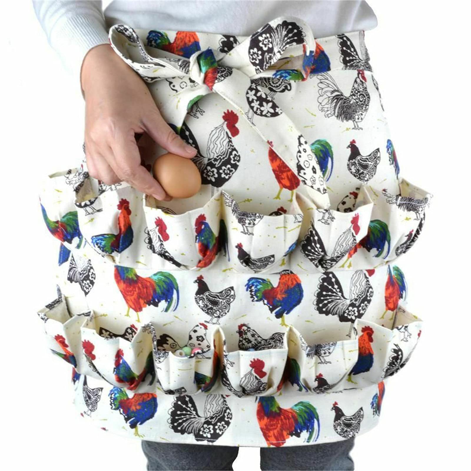 YSBZChu Egg Collecting Apron with 8/12 Deep Pockets - Unisex Kitchen Workwear for Adults & Kids - Perfect for Farm Fresh Egg Gathering, Chicken Coop Cleaning, and Gardening Tasks