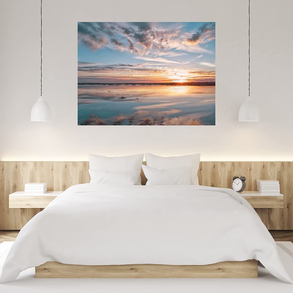 Morning Light Canvas Wall Art - Hand Painted Fine Art Decor for Living Room, Bedroom, Office - 46x35 Inch Ready to Hang Painting - Perfect for Home, Kitchen, Bathroom & Dining Room Decor