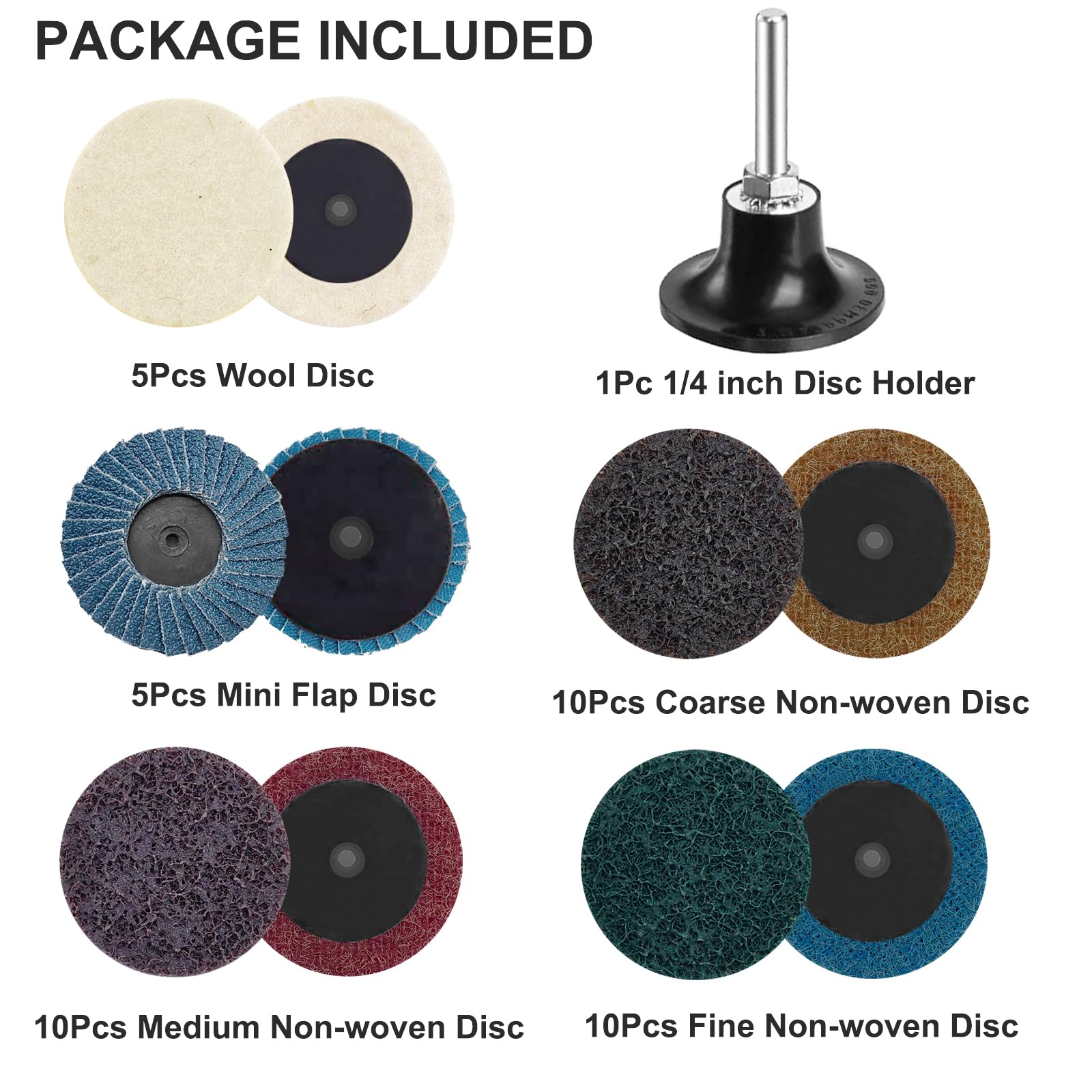 41PCS 2 Inch Quick Change Sanding Discs Set - Nylon Surface Conditioning Discs with 1/4