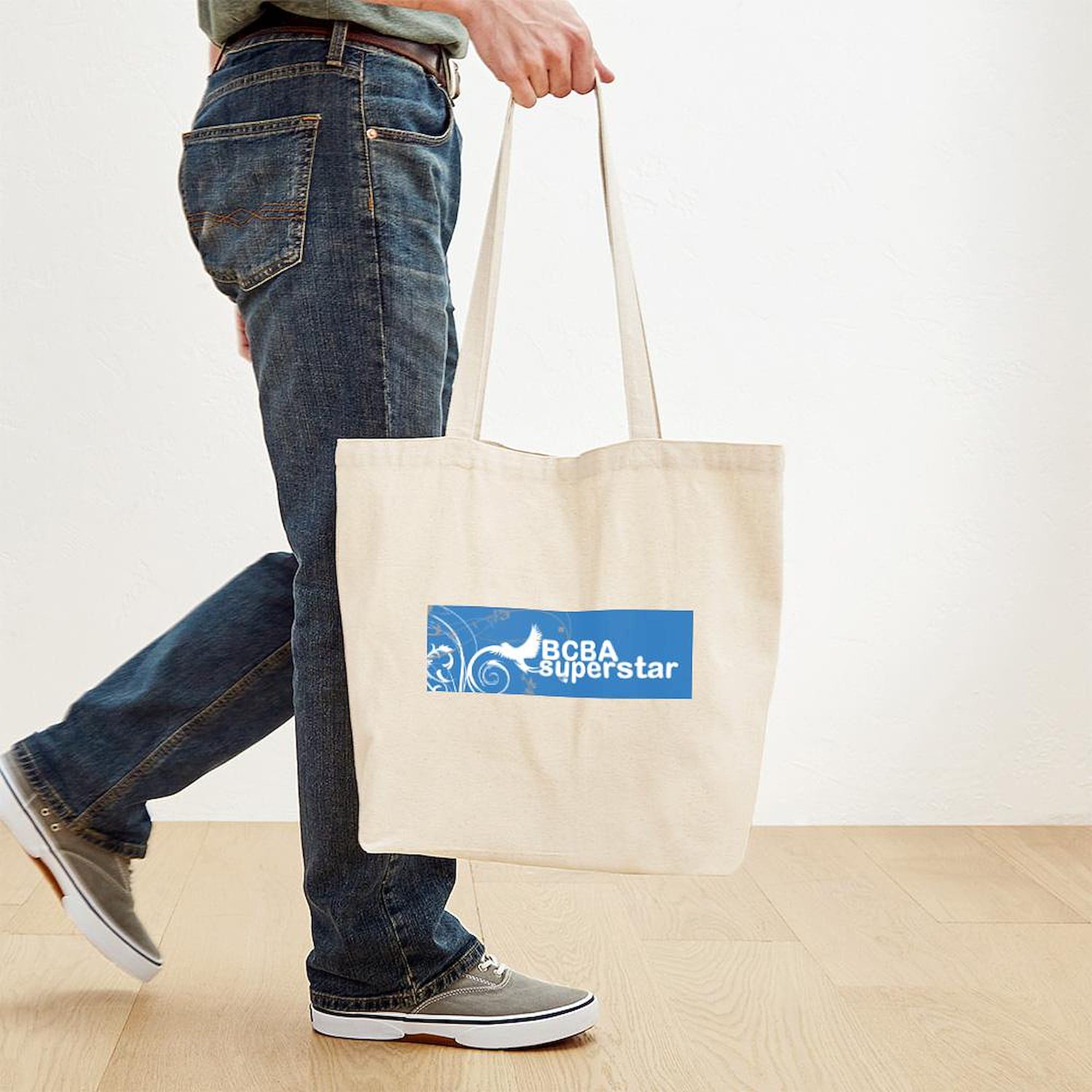 BCBA Superstar Tote Bag - Natural Canvas Reusable Shopping Bag for Therapists, Teachers & ABA Professionals - Perfect for Work, Conferences & Daily Errands