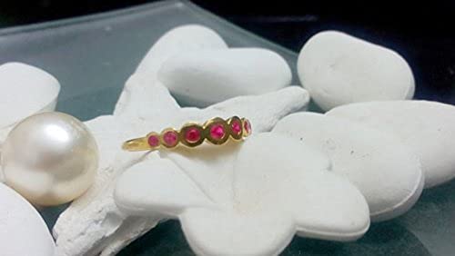 Tiny Ruby Ring - 14K Gold July Birthstone Ring, Custom Half Eternity Slim Band for Engagement, Wedding, Anniversary Gift - Perfect for Everyday Wear & Special Occasions