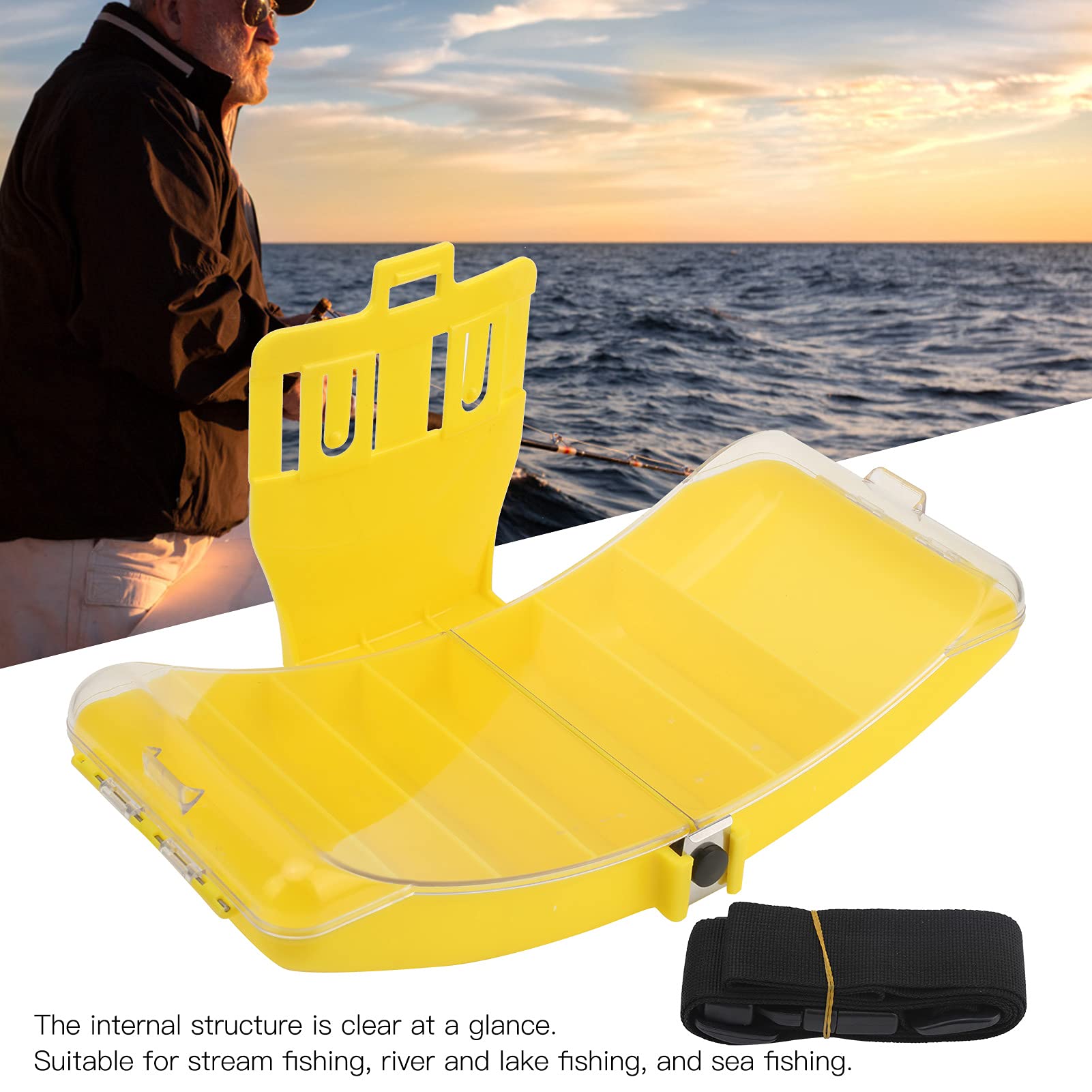 Ubersweet® Waterproof Fishing Tackle Box - Durable Chemical-Resistant Waist Pack for Saltwater & Freshwater Fishing (Yellow) - Perfect for Beach, Lake, and Boat Fishing Trips