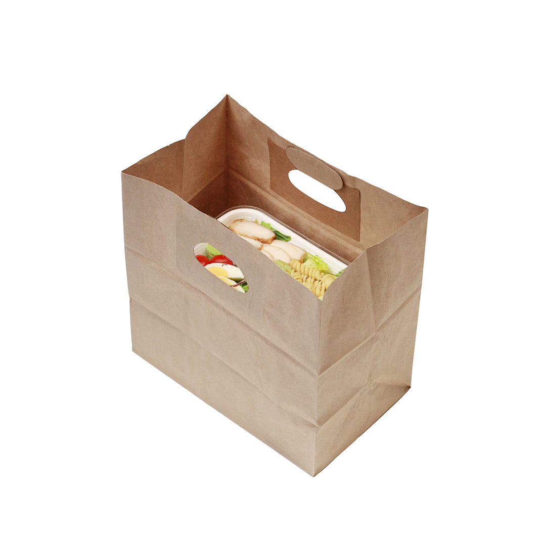 Eco-Friendly Kraft Paper Take Out Bags with Handles - 11
