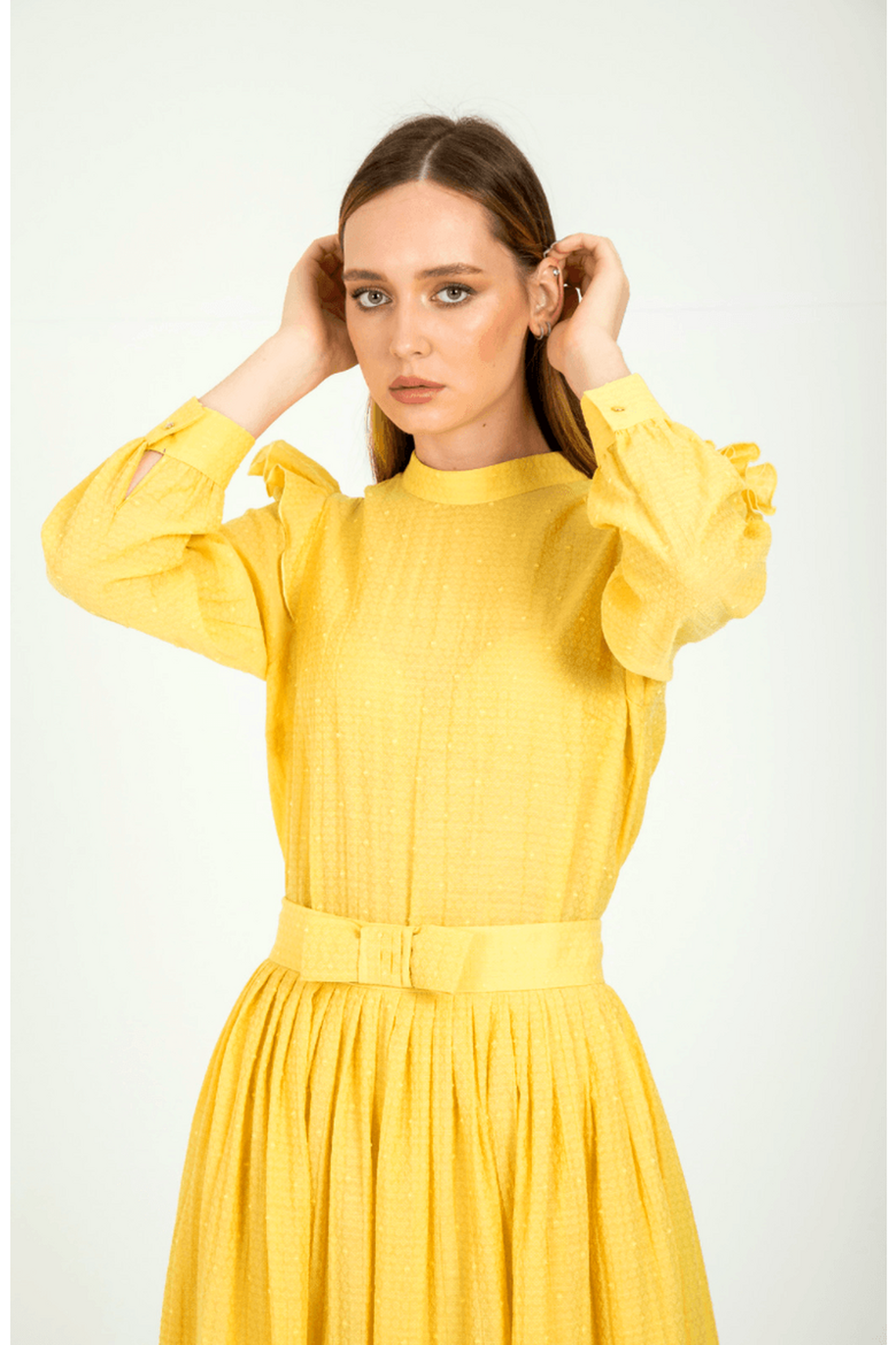 Ruya Yellow Ruffled Picnic Dress - Flowy Summer Sundress for Outdoor Gatherings, Beach Trips & Brunch Dates