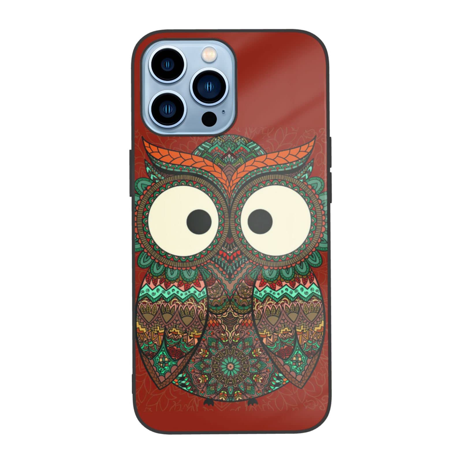 SHAMZBEST Owl Design TPU Glass Phone Case for iPhone 13 Mini/Pro/Max Series - Shockproof Protective Cover for All iPhone 13 Models - Cute Soft Case Accessories for Men & Women - Perfect for Daily Use, Work, and Travel Protection