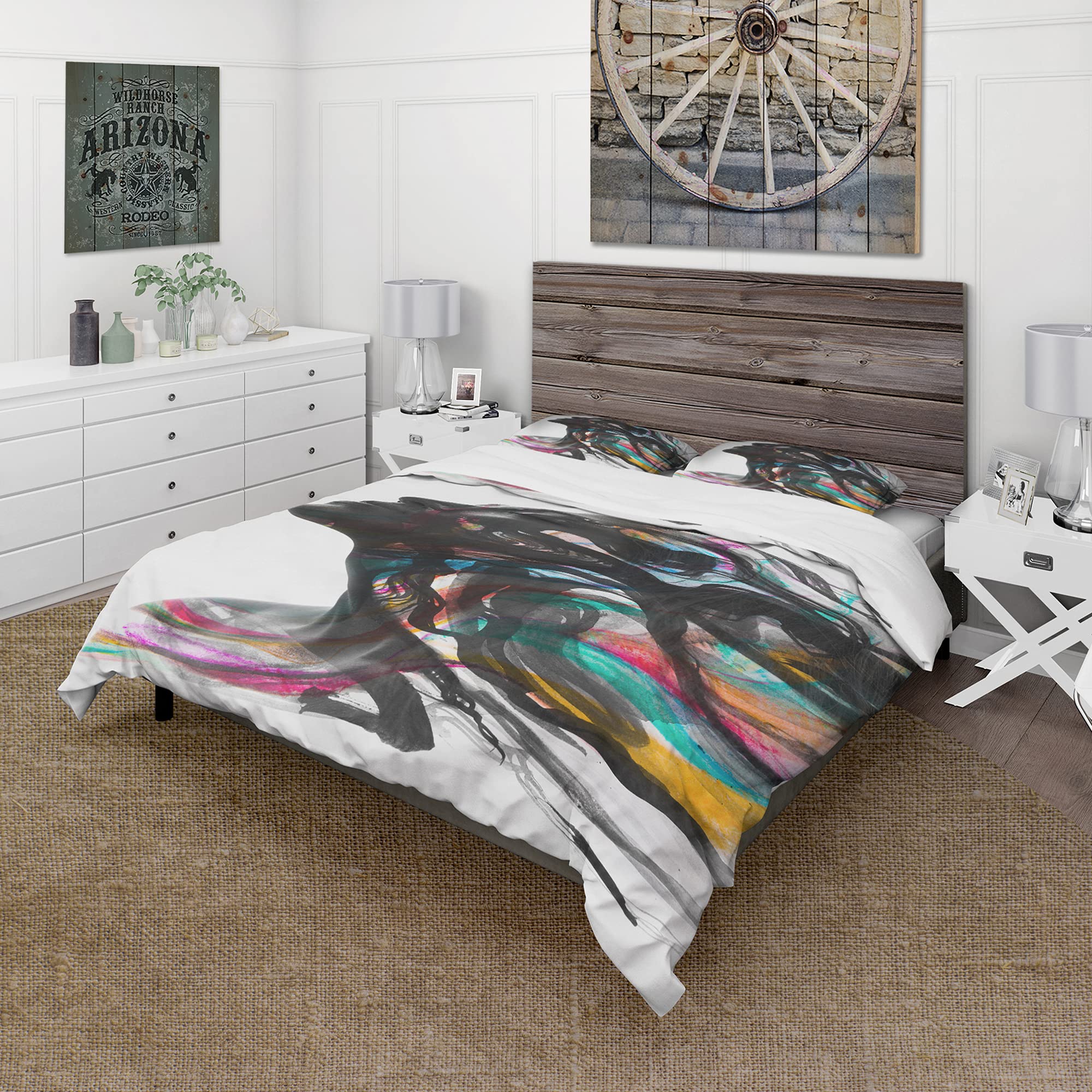 Modern Contemporary White Duvet Cover Set King - Romantic 3-Piece Bedding for All Seasons