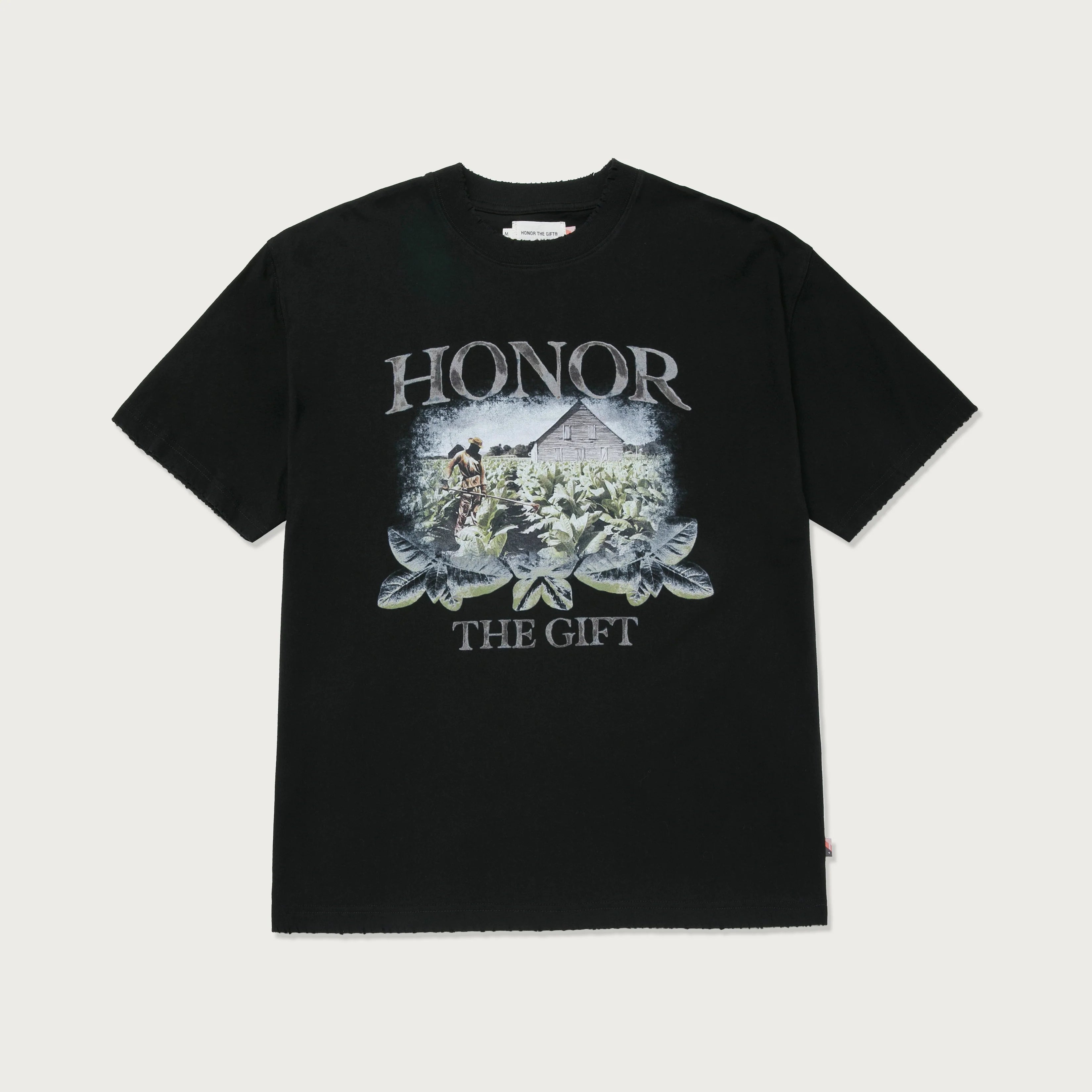 Honor the Gift Tobacco Field T-Shirt - Black | Vintage Farm Style Cotton Tee for Men & Women - Perfect for Casual Wear, Outdoor Activities & Country-Themed Events