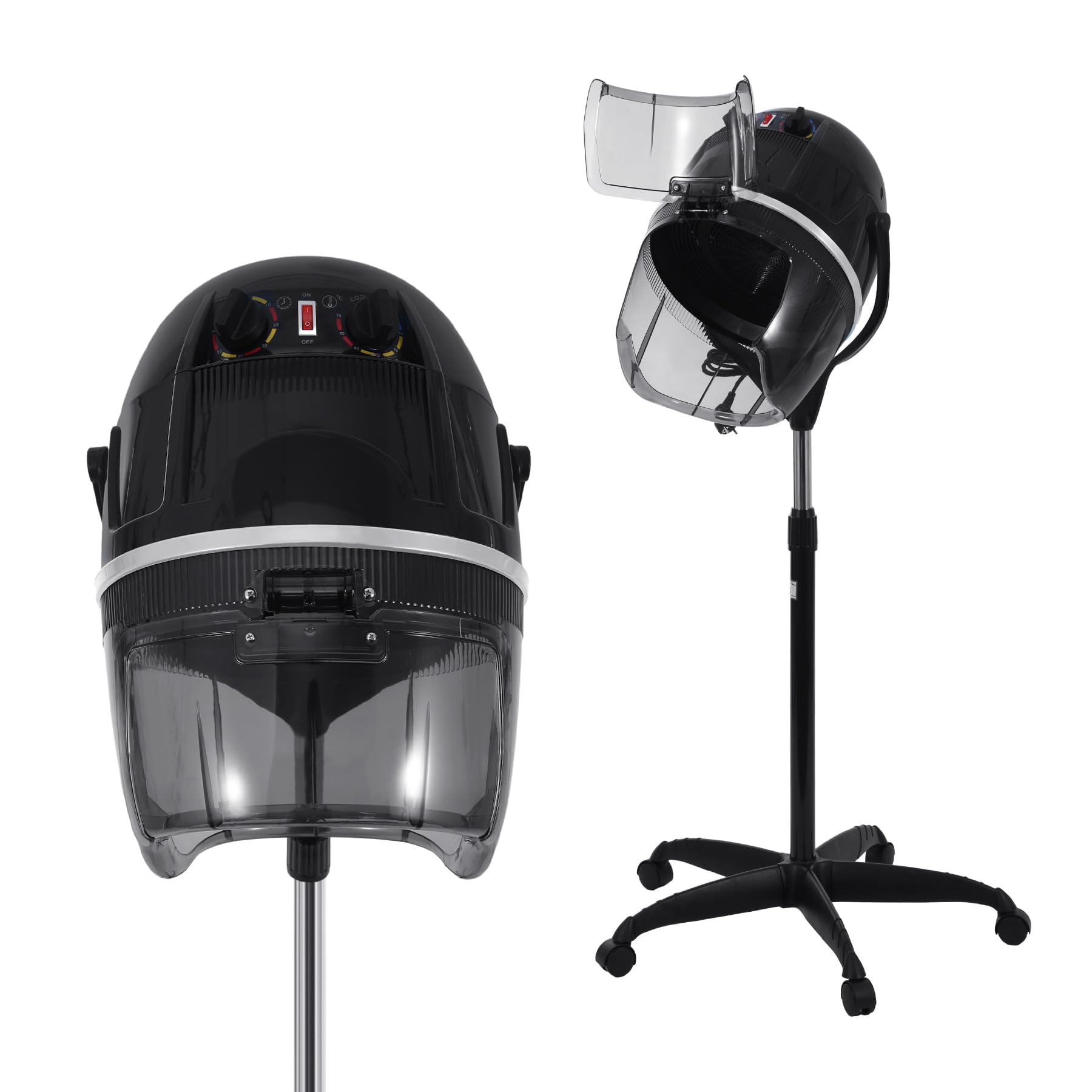 Professional 1050W Salon Hair Dryer with Adjustable Temperature (0-167℉) & Timer (0-60 Min) - Low Noise Standing Hooded Dryer for Home & Salon Use (31-51