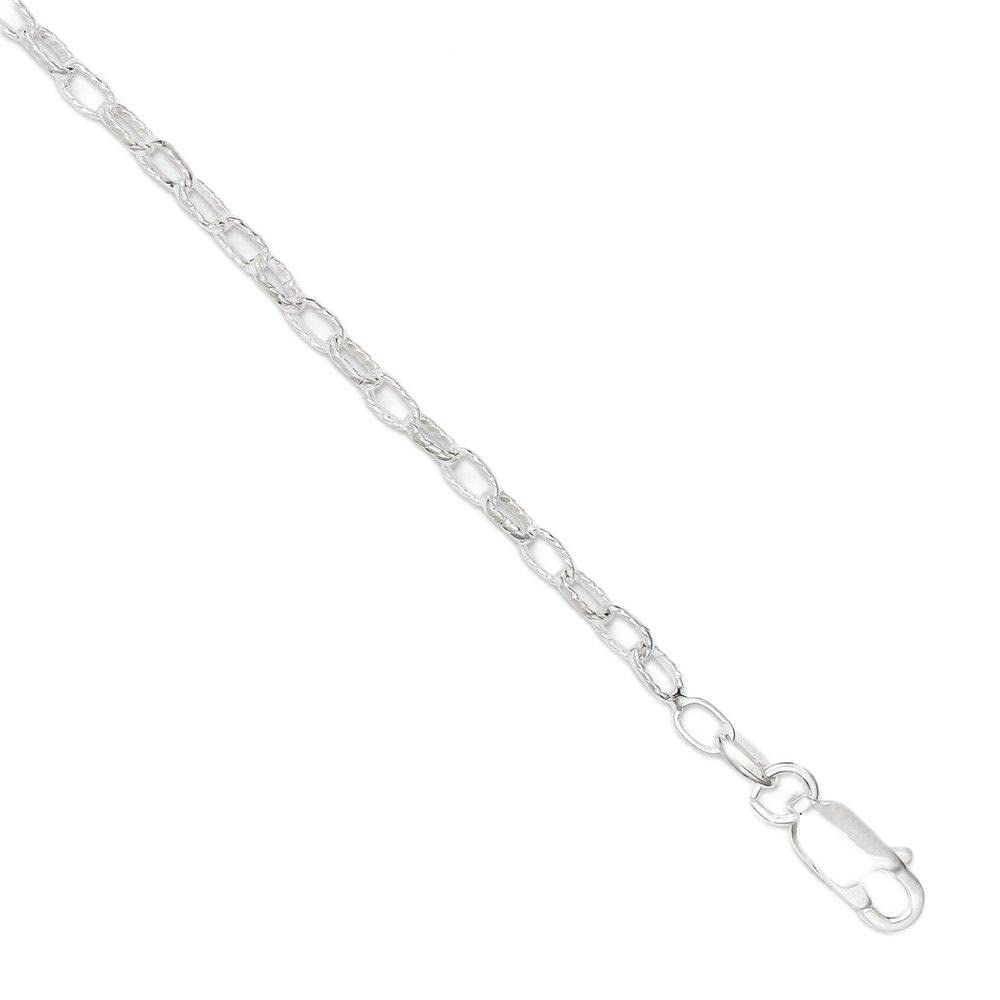 3mm Sterling Silver Fancy Patterned Rolo Chain Necklace for Women - Elegant Layering Piece for Everyday Wear & Special Occasions