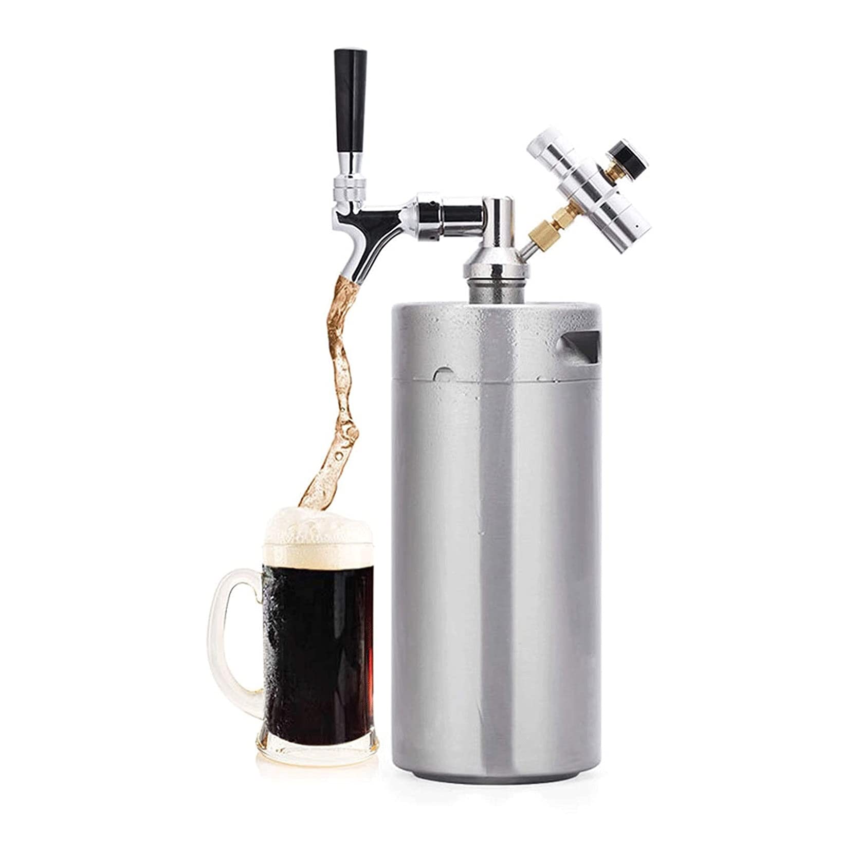 Stainless Steel Beer Tower Dispenser with Adjustable Faucet Kit - 2L Portable Home Brewing System for Parties, Bars & Outdoor Events - Perfect Draft Beer Keg for Storage & Beverage Dispensing