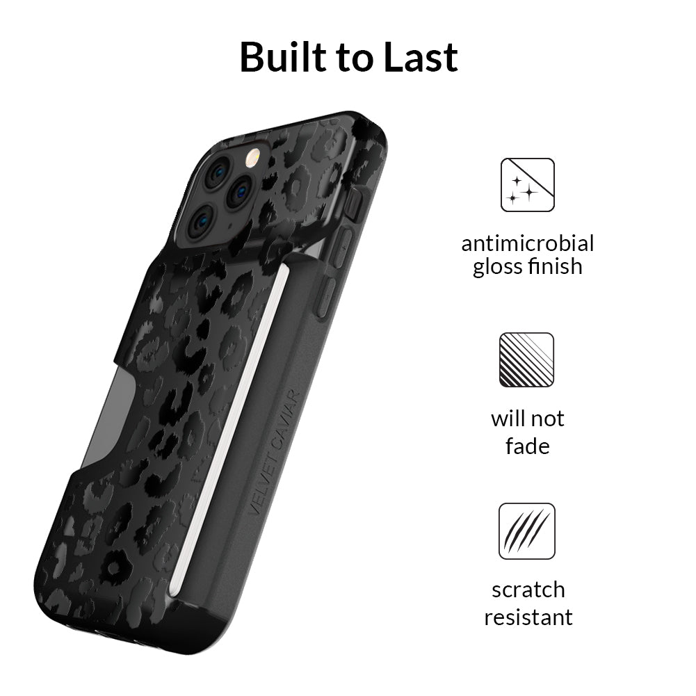 Black Leopard iPhone Wallet Case - Slim Leather Phone Cover with Card Holder for iPhone 13/14/15 Pro Max - Perfect for Travel, Shopping & Everyday Use