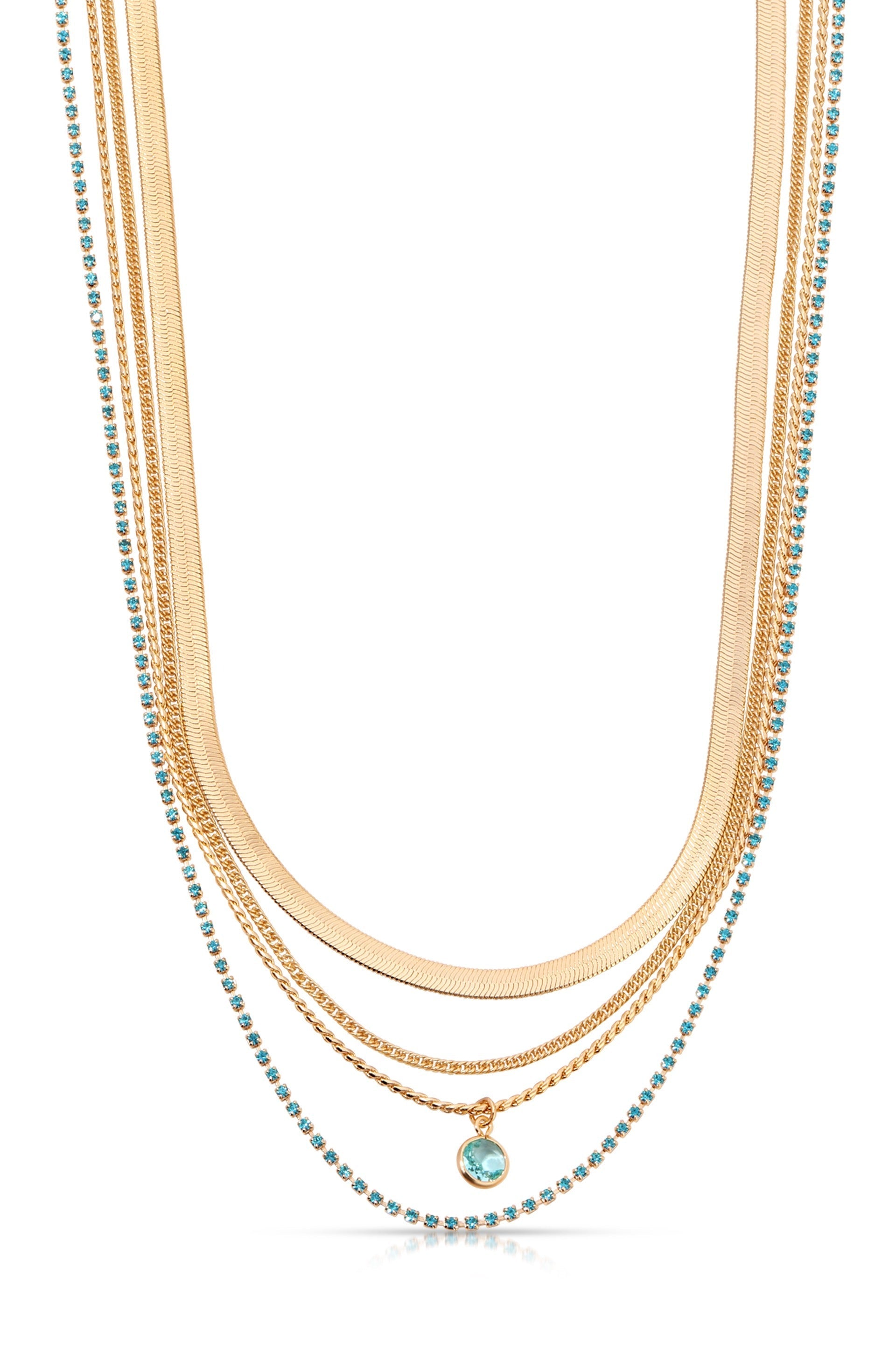 Elegant Aqua Layered Necklace for Women - Dainty Chain Jewelry for Everyday Wear, Perfect for Casual Outfits & Office Attire
