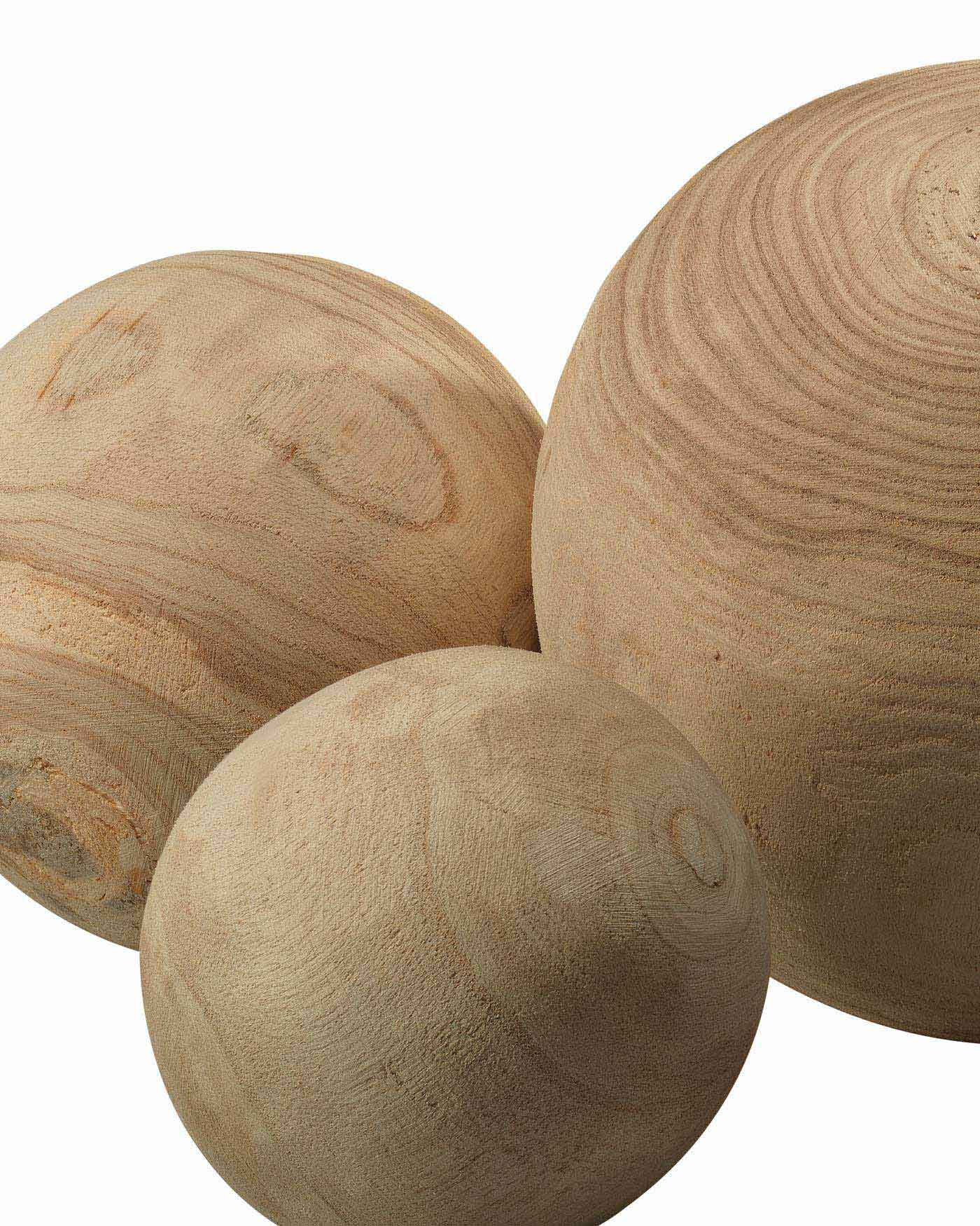 Premium Malibu Wood Balls Set of 3 - Natural Wooden Spheres for Home Decor, Table Centerpiece, and DIY Crafts - Perfect for Coastal, Boho, and Farmhouse Style Interiors