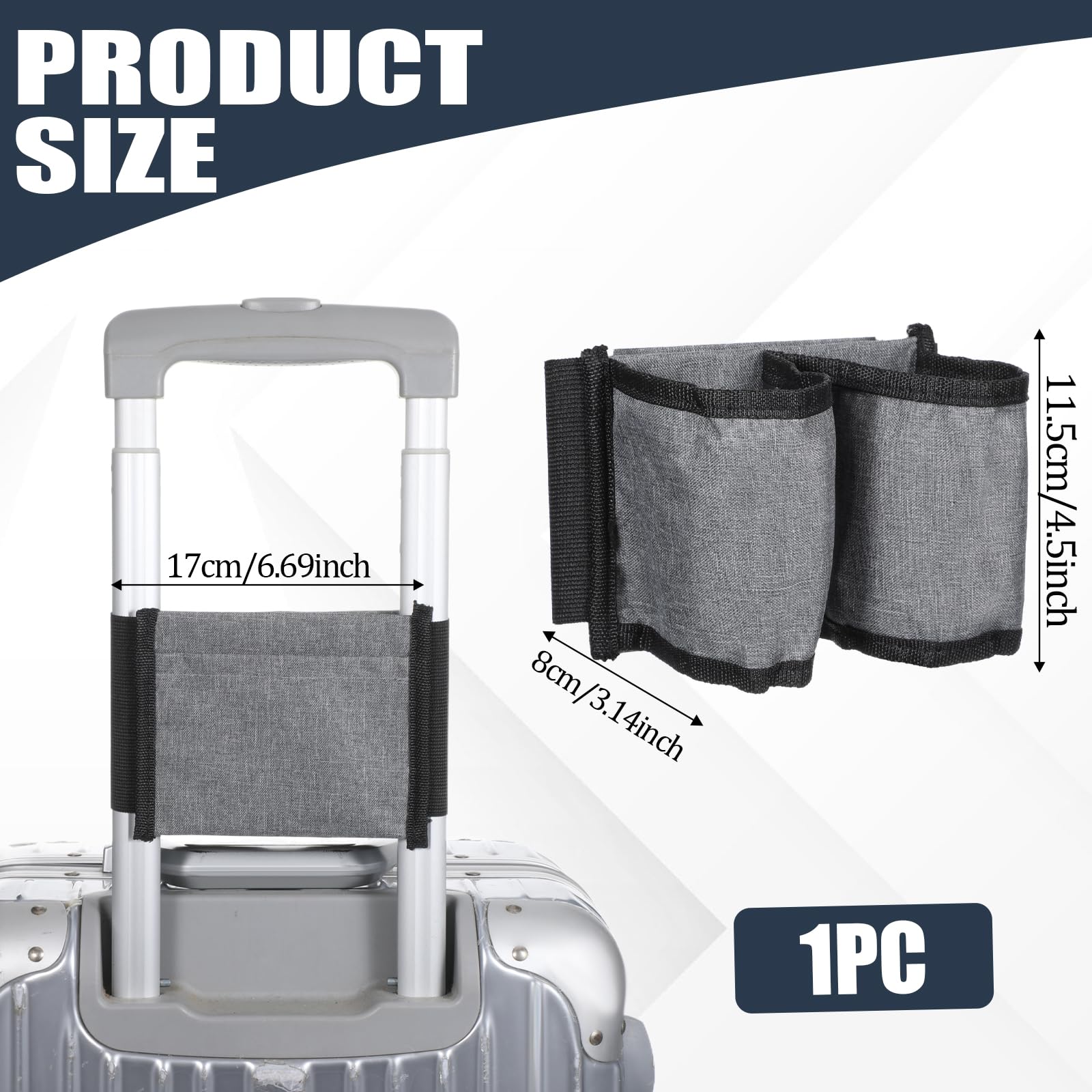 Thinp Luggage Cup Holder - Hands-Free Suitcase Drink Holder for Travel Accessories, Fits Two Coffee Cups - Perfect for Flight Attendants & Travel Essentials (Grey) | Ideal for Airports, Commuting, and Business Trips