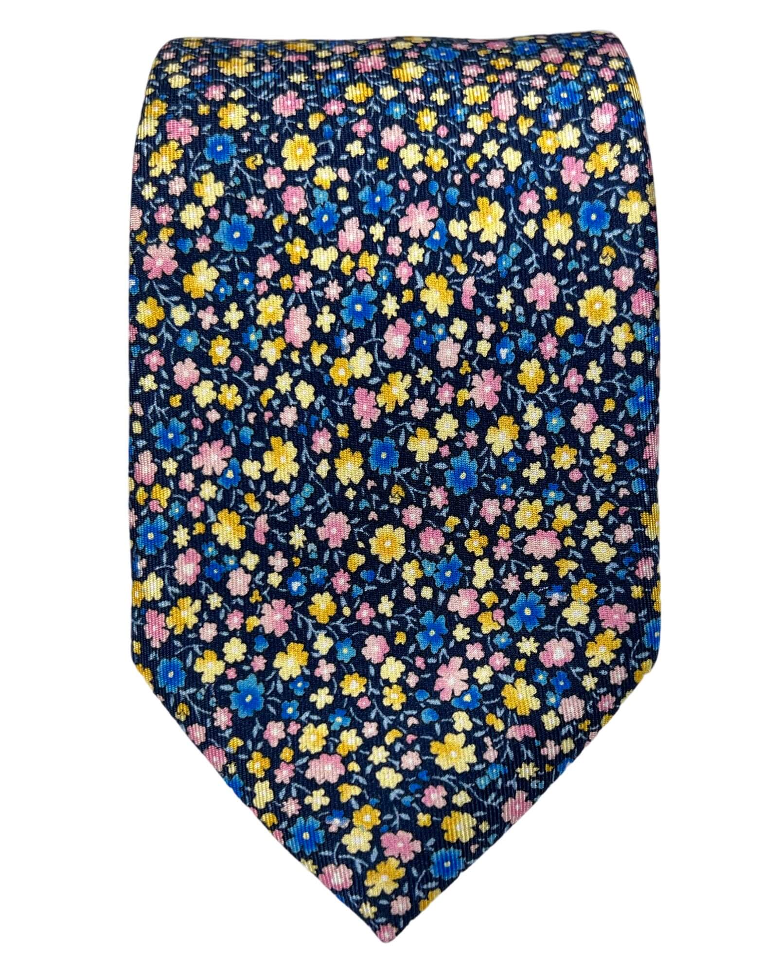 Elegant Yellow Floral Tie for Men - DÉCLIC Bello Silk Necktie - Perfect for Weddings, Business Meetings & Formal Events