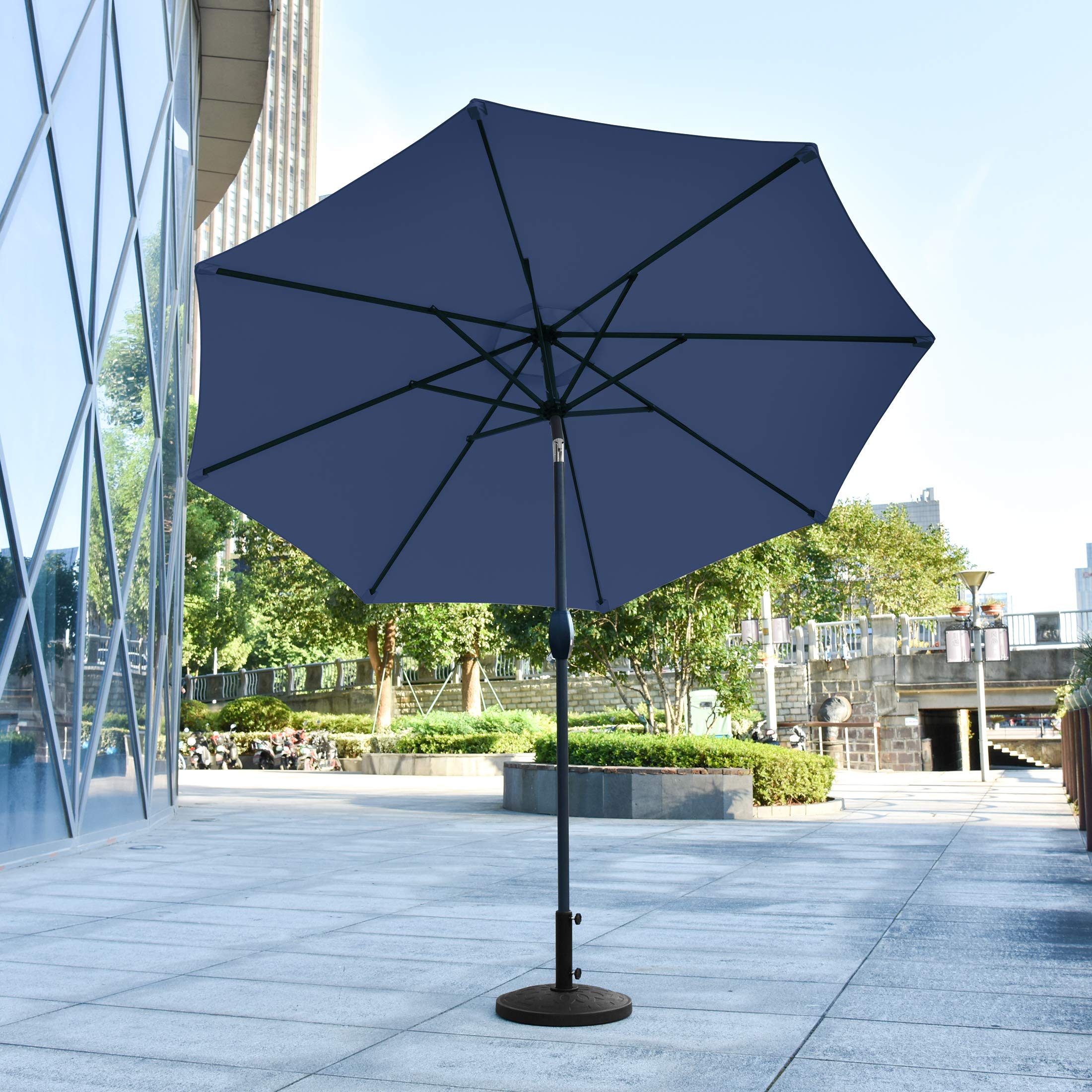 **9ft Outdoor Patio Umbrella with Heavy Duty Base - Sun Shade for Market Table, Garden, Poolside & Backyard Relaxation**