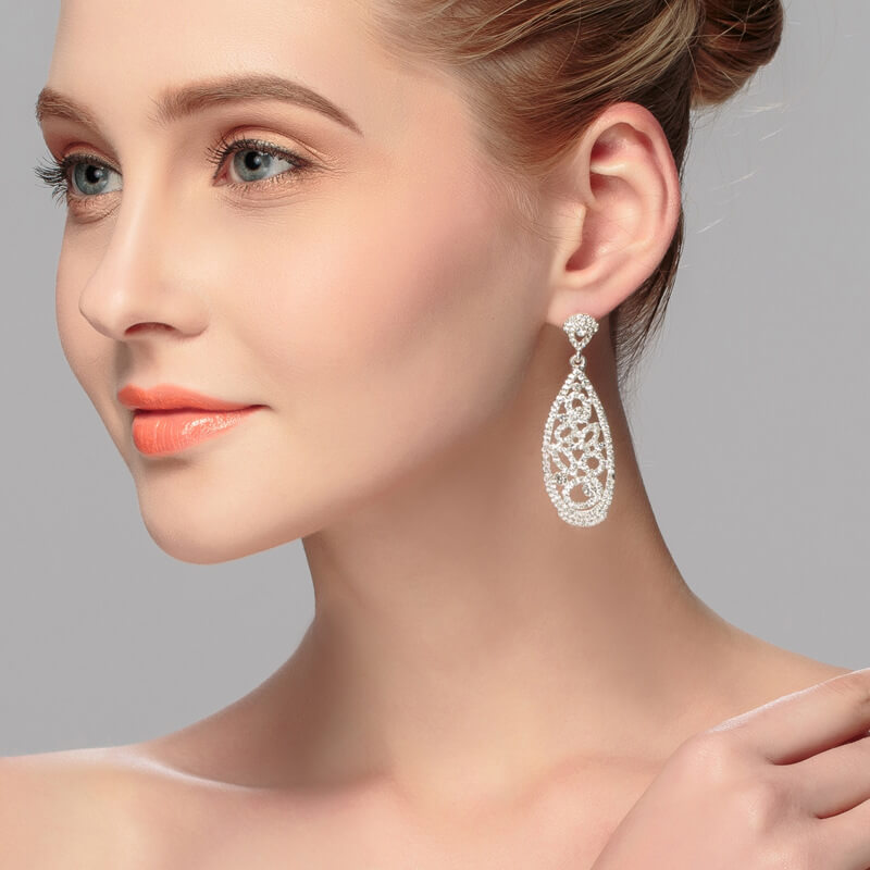 Elegant Rhinestone Wedding Earrings for Bride – Perfect for Bridal, Prom, and Formal Events