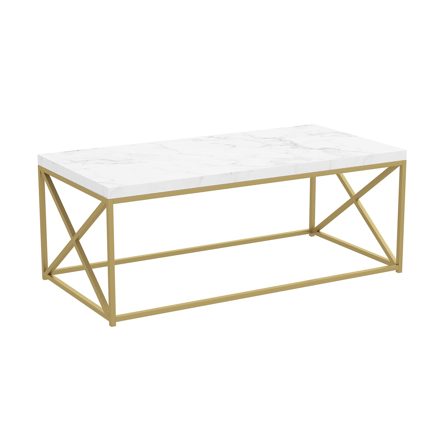 Safdie & Co. Modern Marble Coffee Table - Luxury Living Room Furniture for Home Decor & Interior Design | Perfect for Small Spaces, Apartments & Office Reception Areas