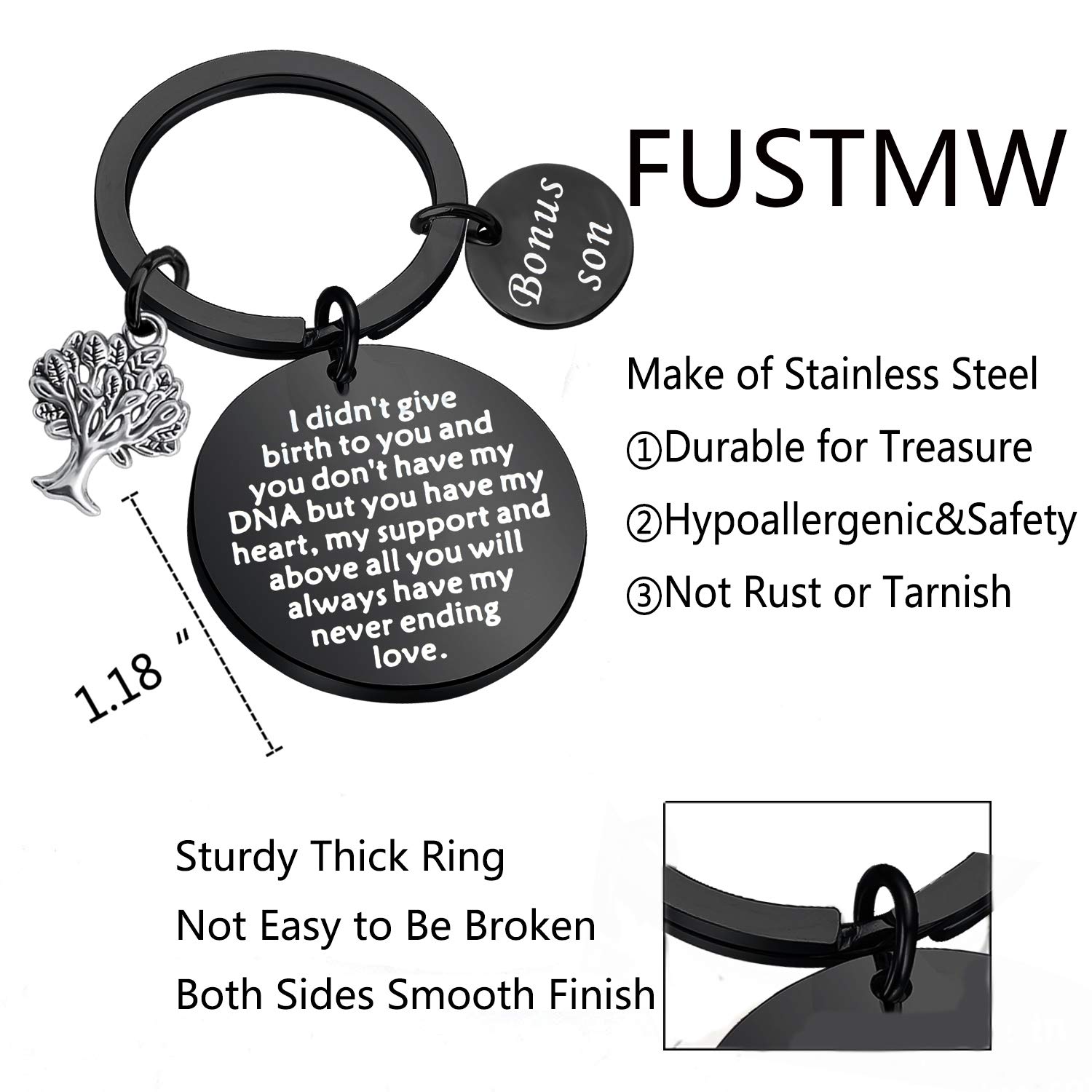 FUSTMW Adoption Gifts Keychain - Personalized Keepsake for Adopted Children, Stepdaughters & Stepsons - Perfect for Adoption Anniversaries, Welcome Gifts & Family Celebrations