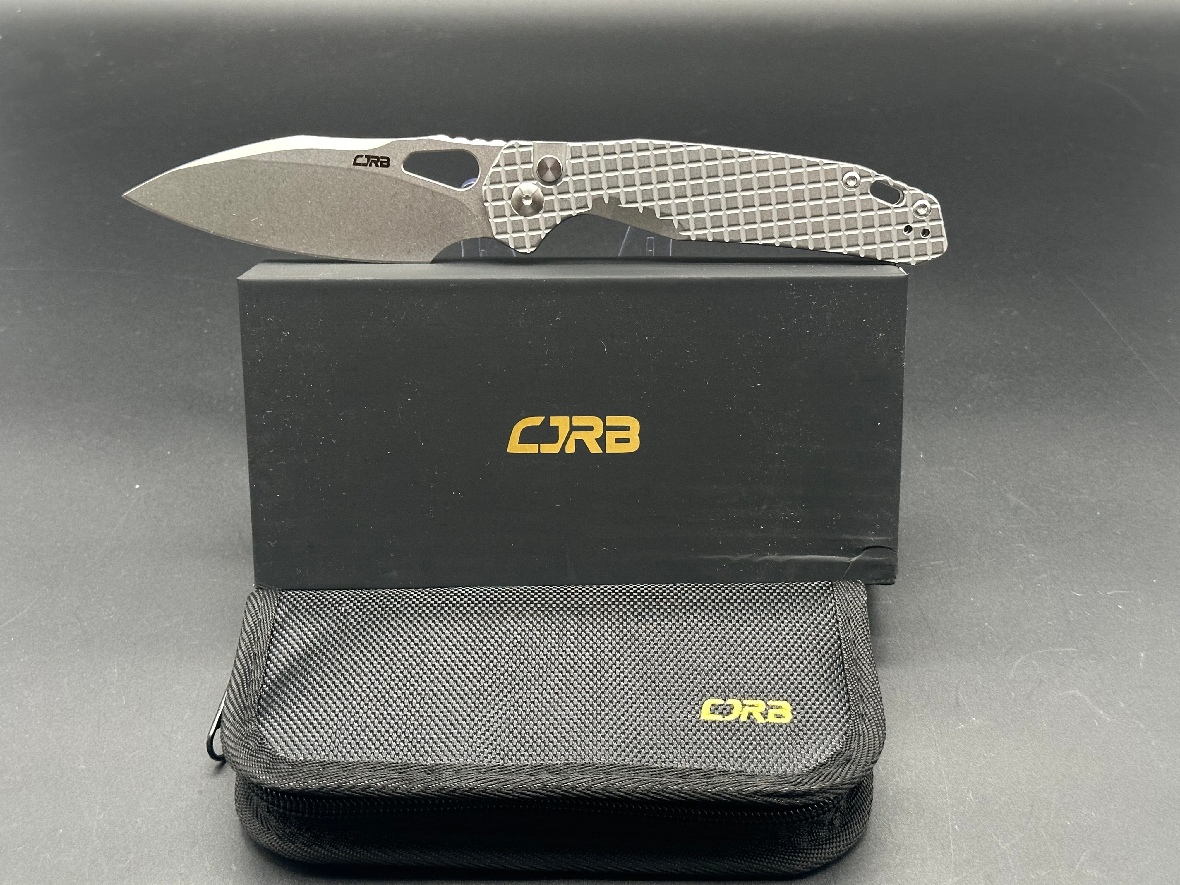 CJRB Frack Pocket Knife - Stainless Steel Handle, AR-RPM9 Blade, Button Lock (Model J1931 FST) - EDC, Outdoor, Camping & Survival Knife